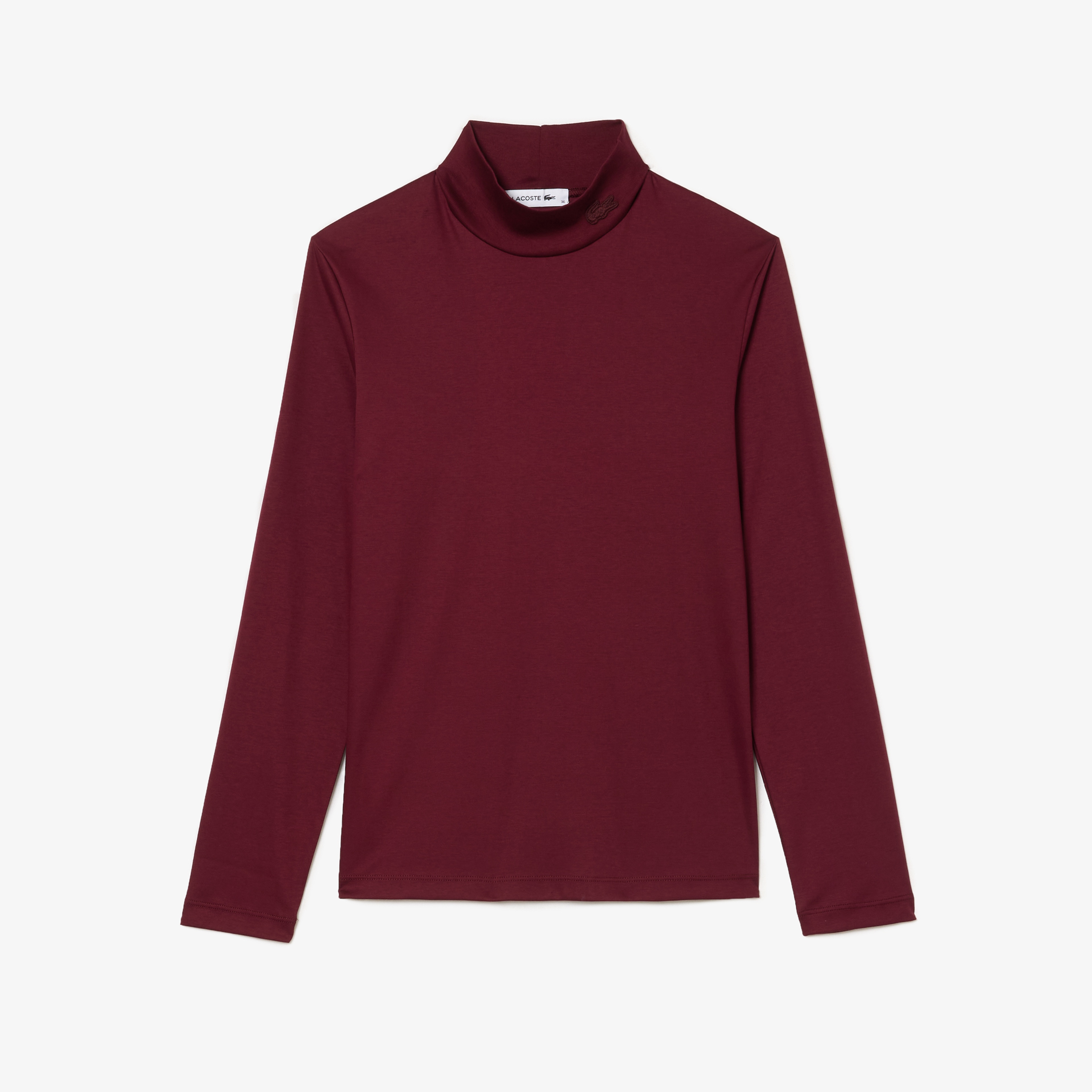 Kadın Slim Fit Uzun Kollu Dik Yaka Bordo T-Shirt