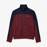 Kadın Regular Fit Fermuarlı Renk Bloklu Bordo Sweatshirt