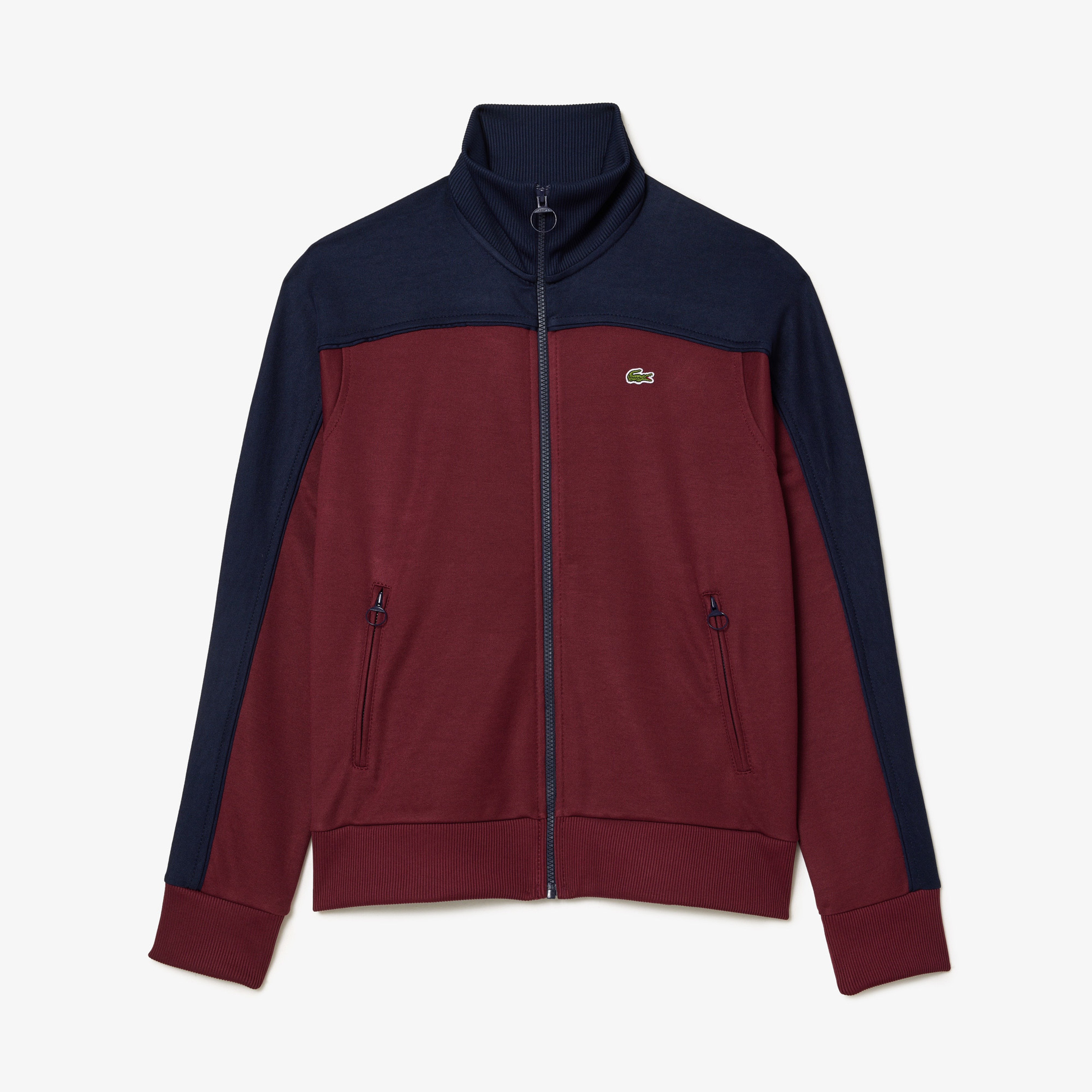 Kadın Regular Fit Fermuarlı Renk Bloklu Bordo Sweatshirt