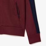 Kadın Regular Fit Fermuarlı Renk Bloklu Bordo Sweatshirt