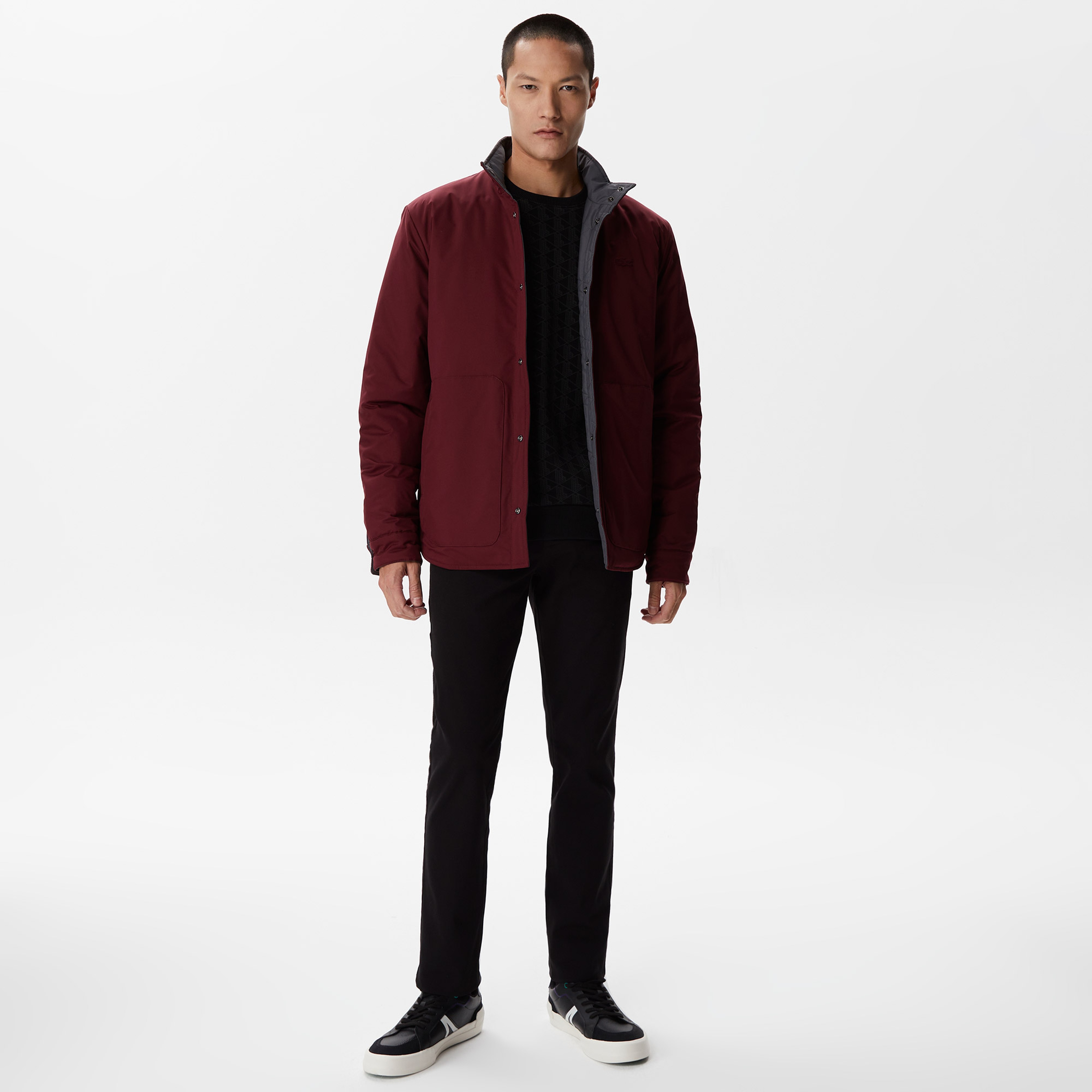 Lacoste Erkek Monogram Koyu Gri Mont