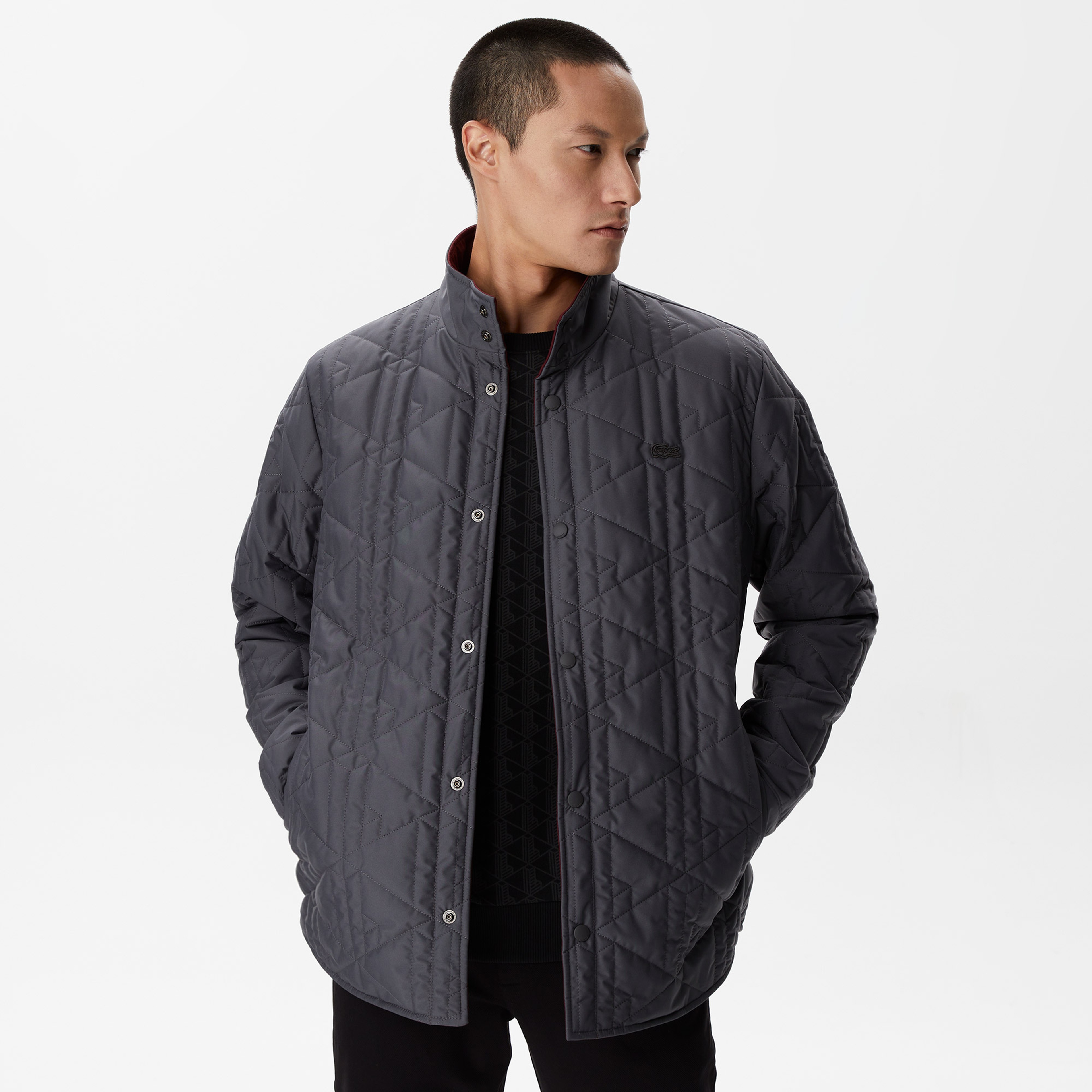 Lacoste Erkek Monogram Koyu Gri Mont