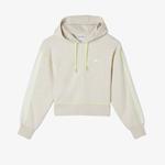 Kadın Relaxed Fit Kapüşonlu Renk Bloklu Beyaz Sweatshirt