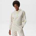 Kadın Relaxed Fit Kapüşonlu Renk Bloklu Beyaz Sweatshirt