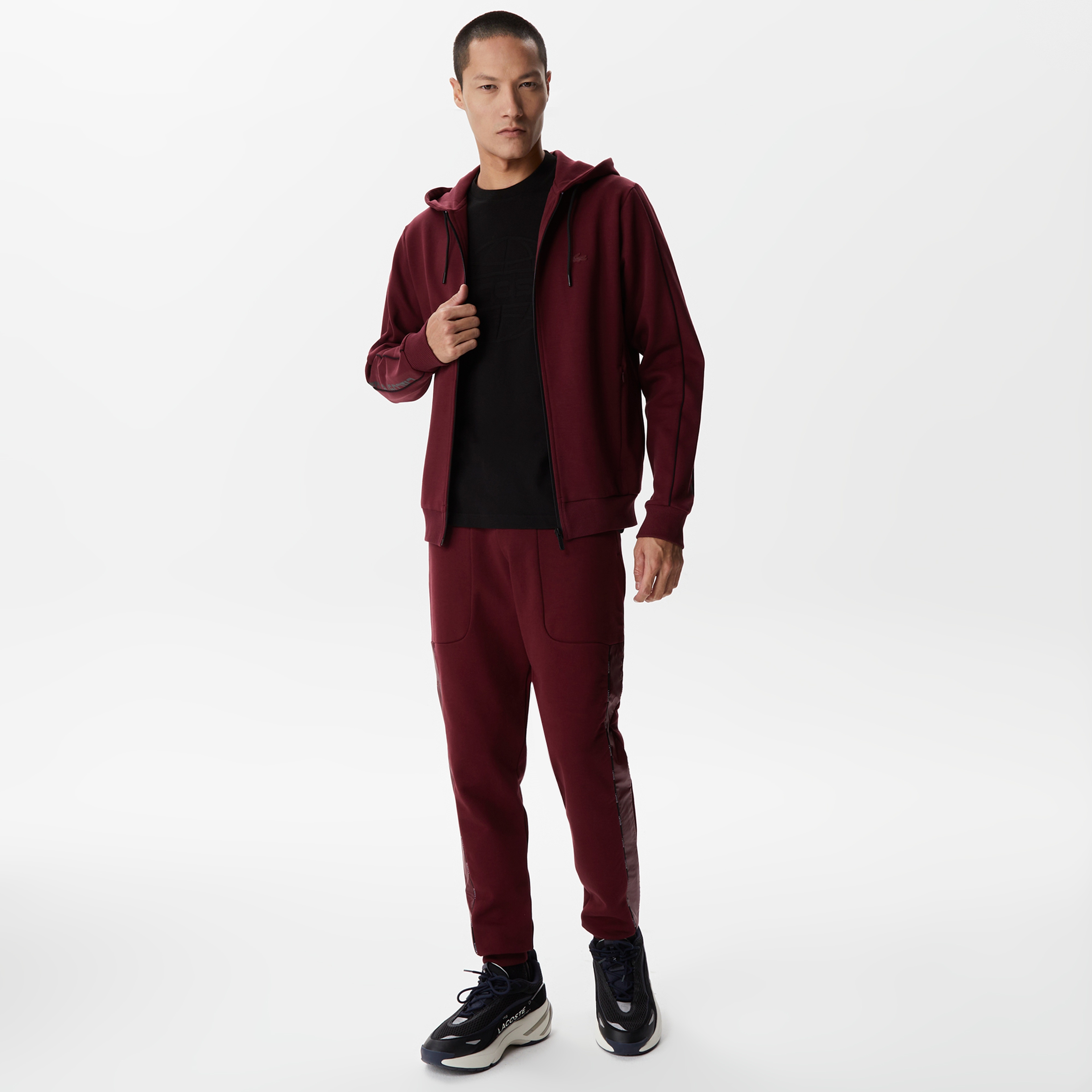 Erkek Regular Fit Kapüşonlu Baskılı Bordo Sweatshirt
