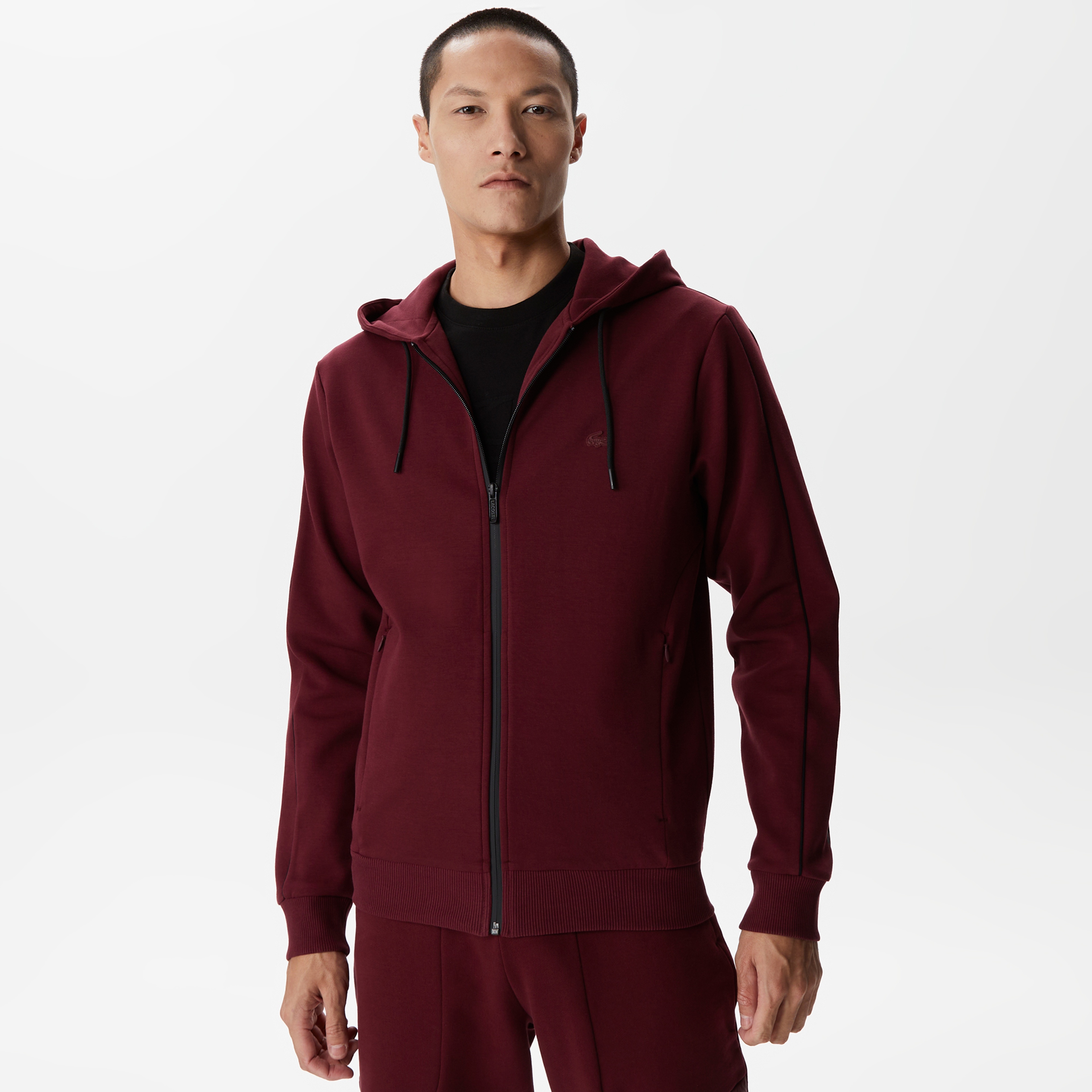 Erkek Regular Fit Kapüşonlu Baskılı Bordo Sweatshirt