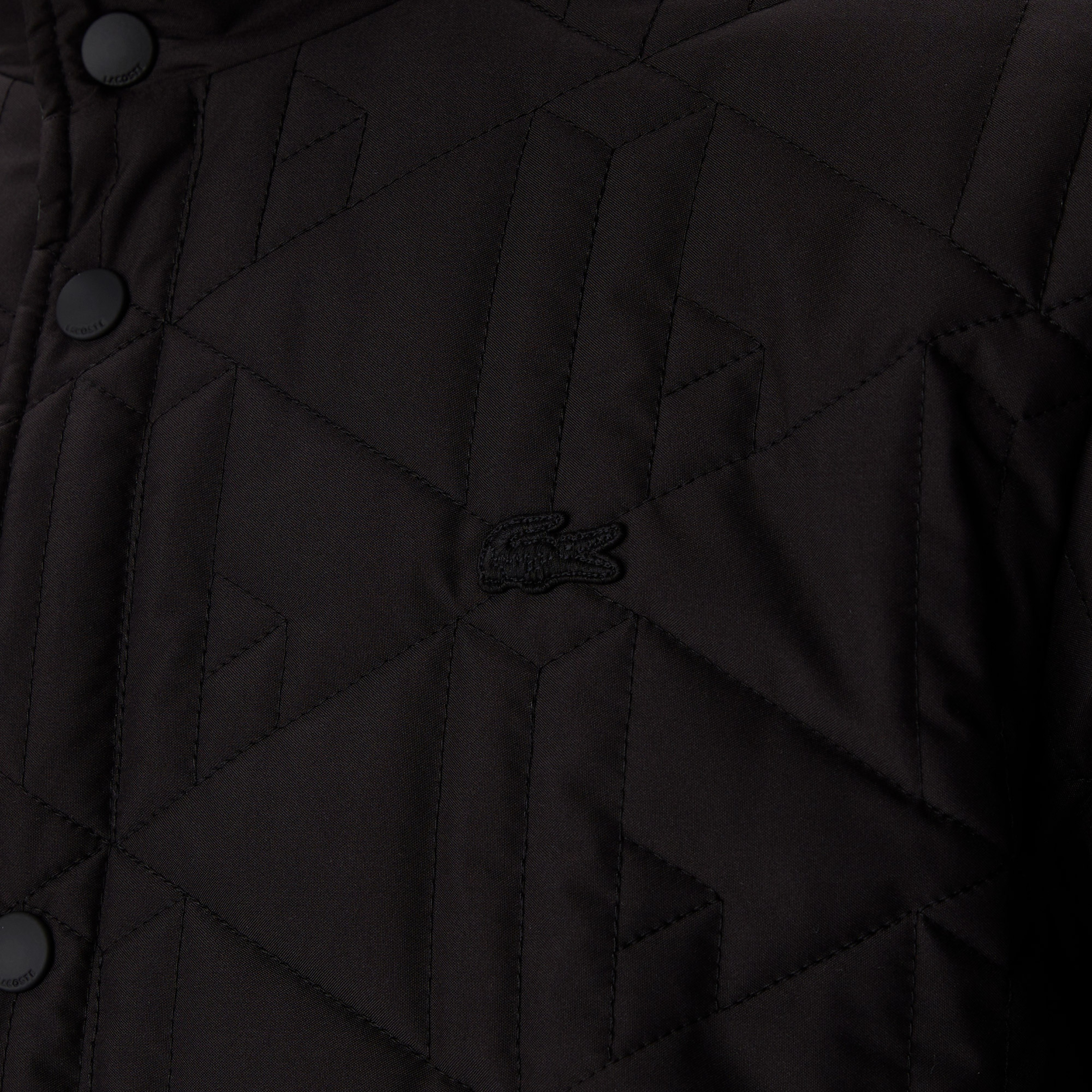 Erkek Kapüşonlu Monogram Siyah Mont