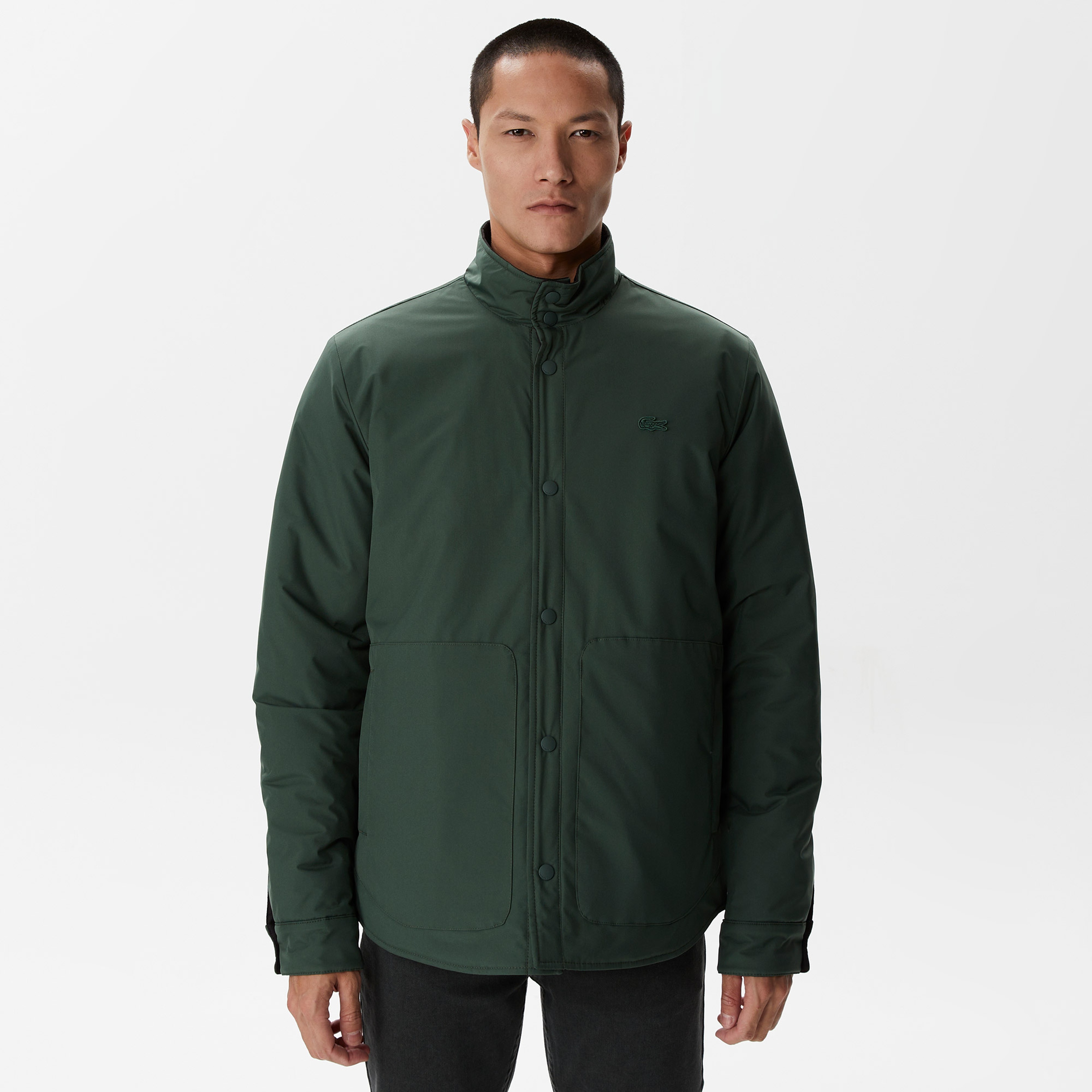 Erkek Kapüşonlu Monogram Siyah Mont