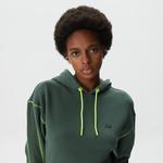 Kadın Relaxed Fit Kapüşonlu Renk Bloklu Haki Sweatshirt