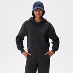 Kadın Relaxed Fit Kapüşonlu Renk Bloklu Siyah Sweatshirt