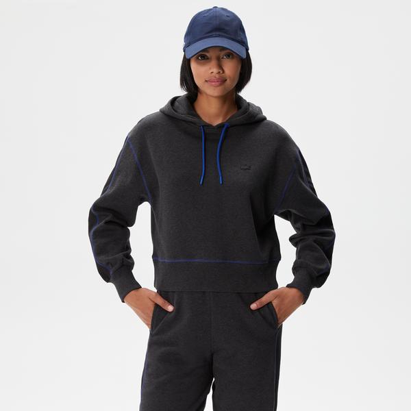 Kadın Relaxed Fit Kapüşonlu Renk Bloklu Siyah Sweatshirt