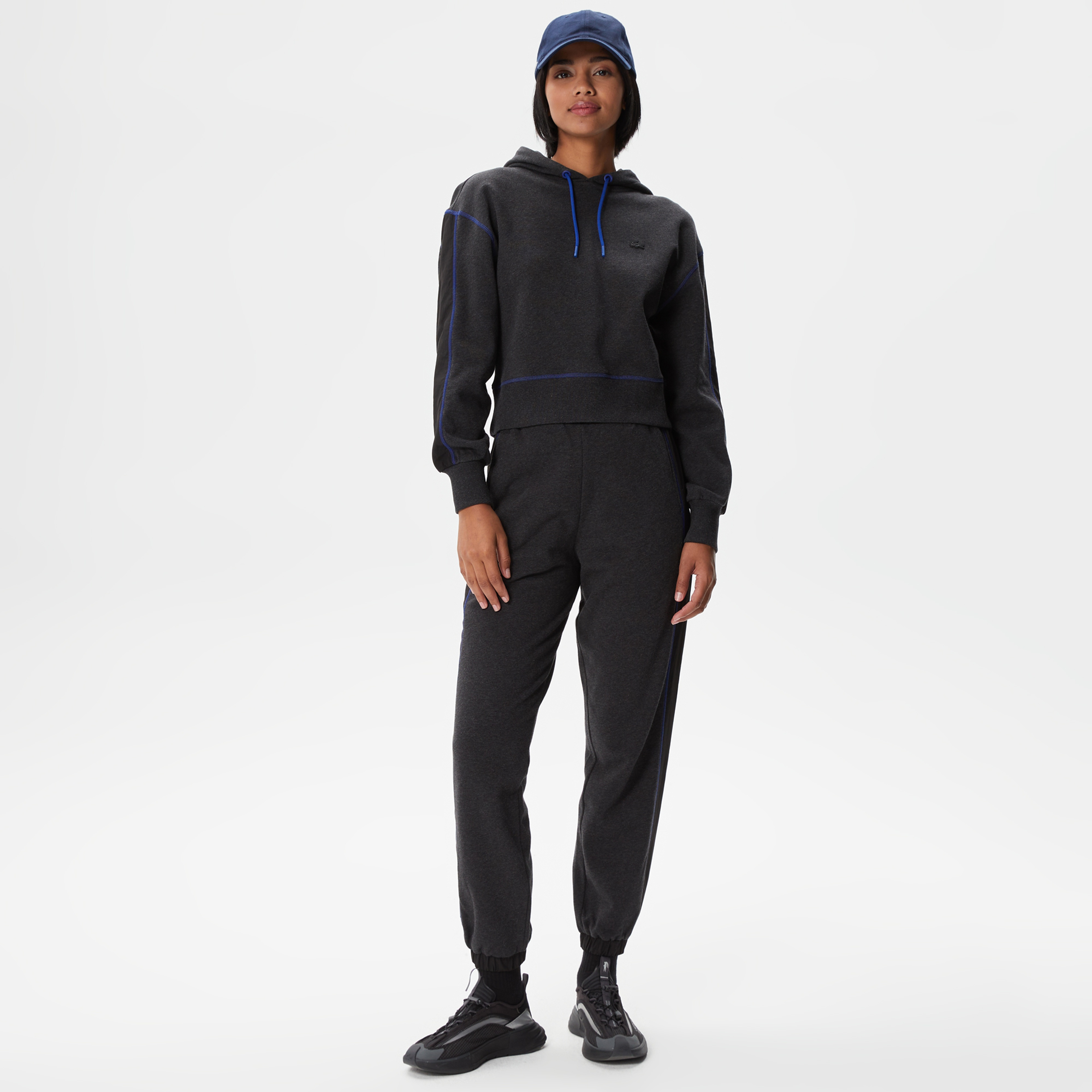 Kadın Jogger Desenli Siyah Eşofman Altı