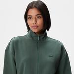 Kadın Loose Fit Uzun Kollu Dik Yaka Haki Elbise