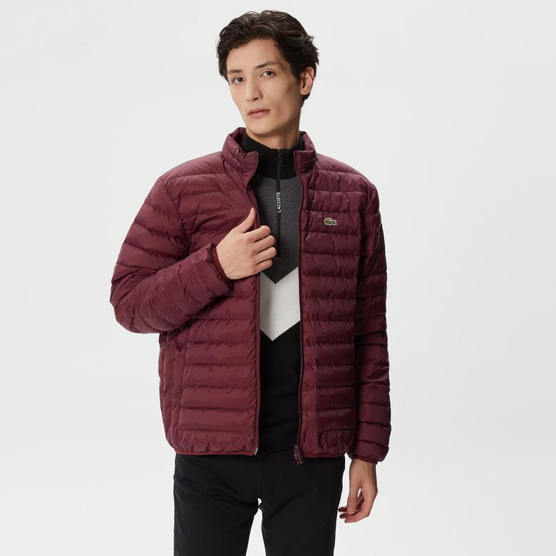 Erkek Dik Yaka Kapitone Bordo Mont