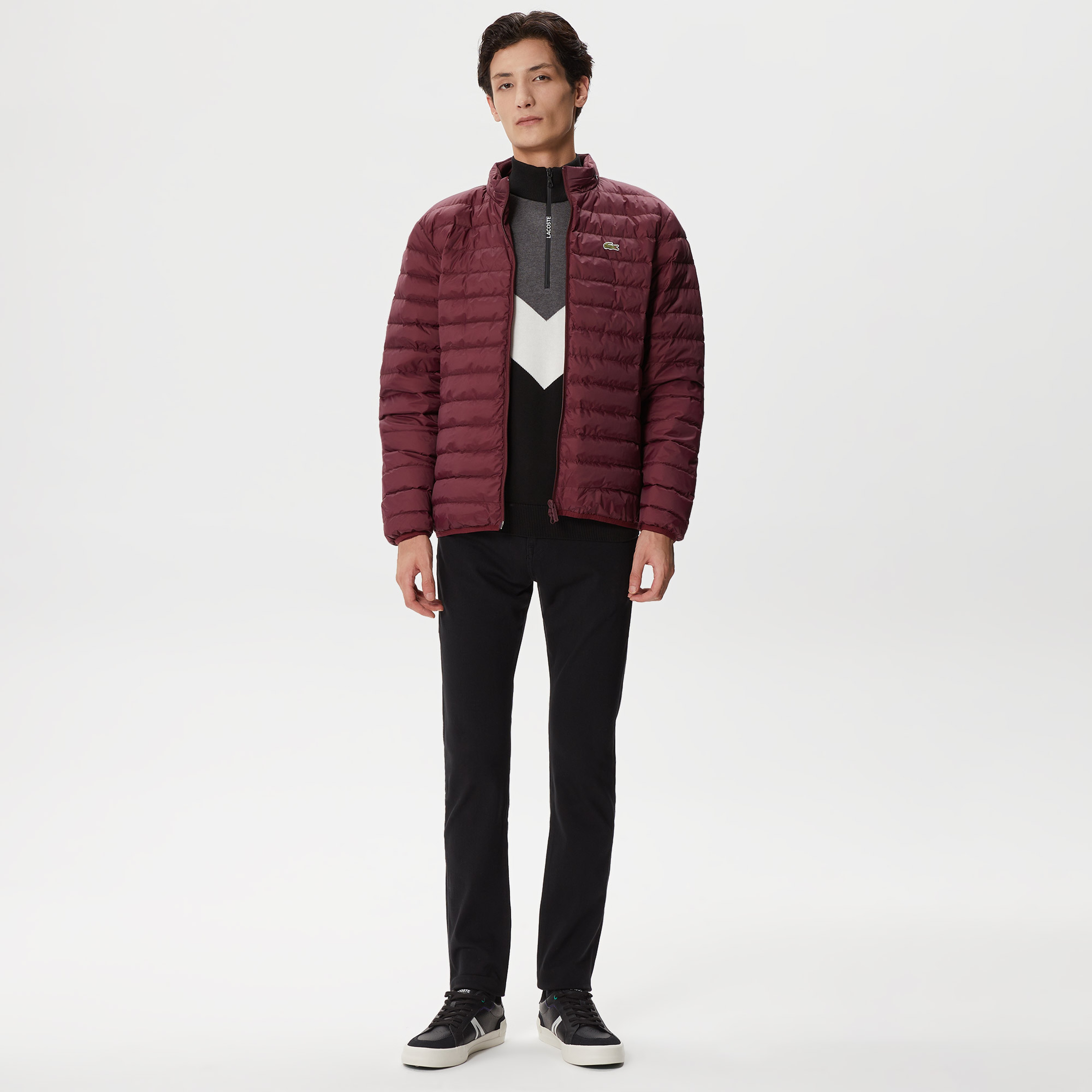 Erkek Dik Yaka Kapitone Bordo Mont