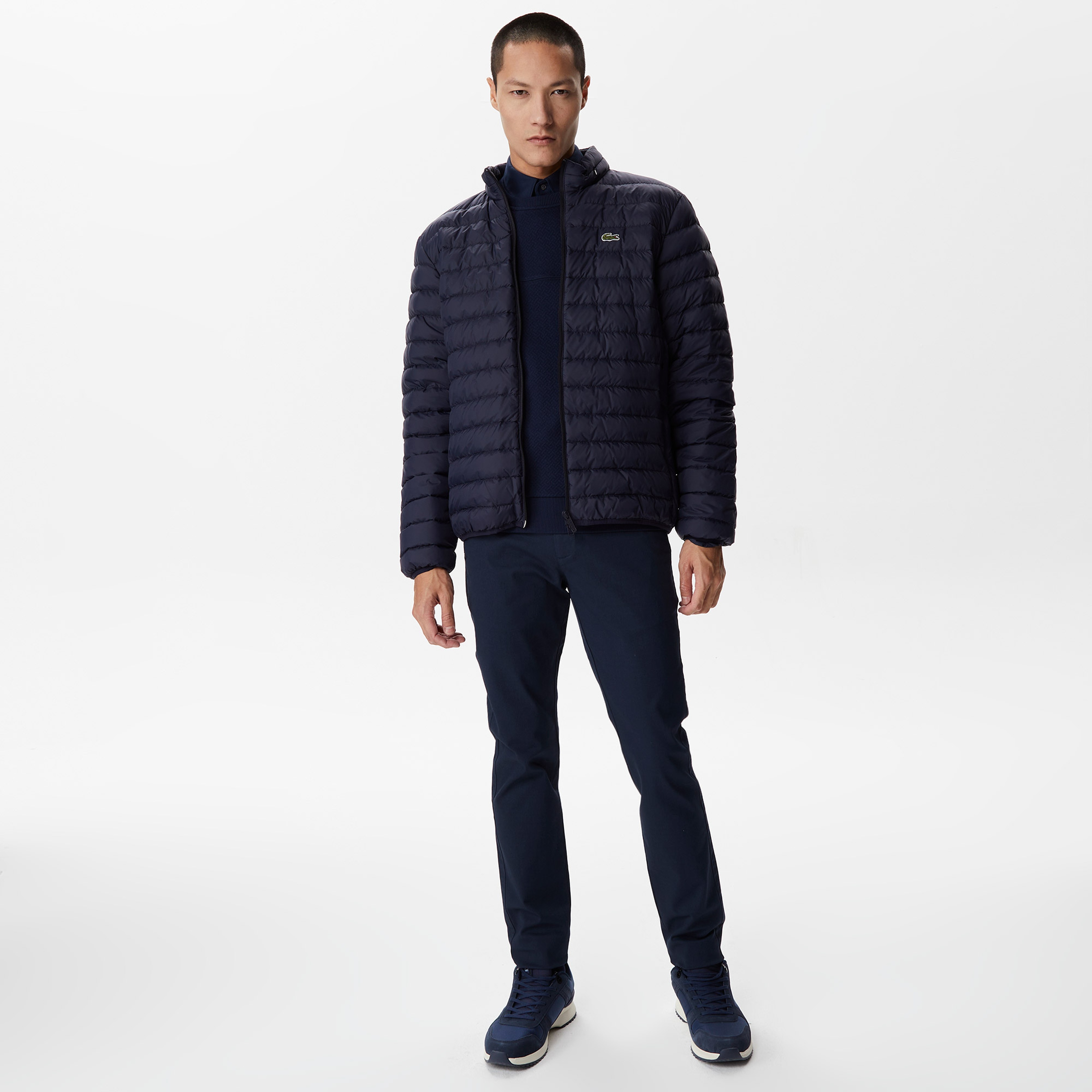 Erkek Dik Yaka Kapitone Lacivert Mont