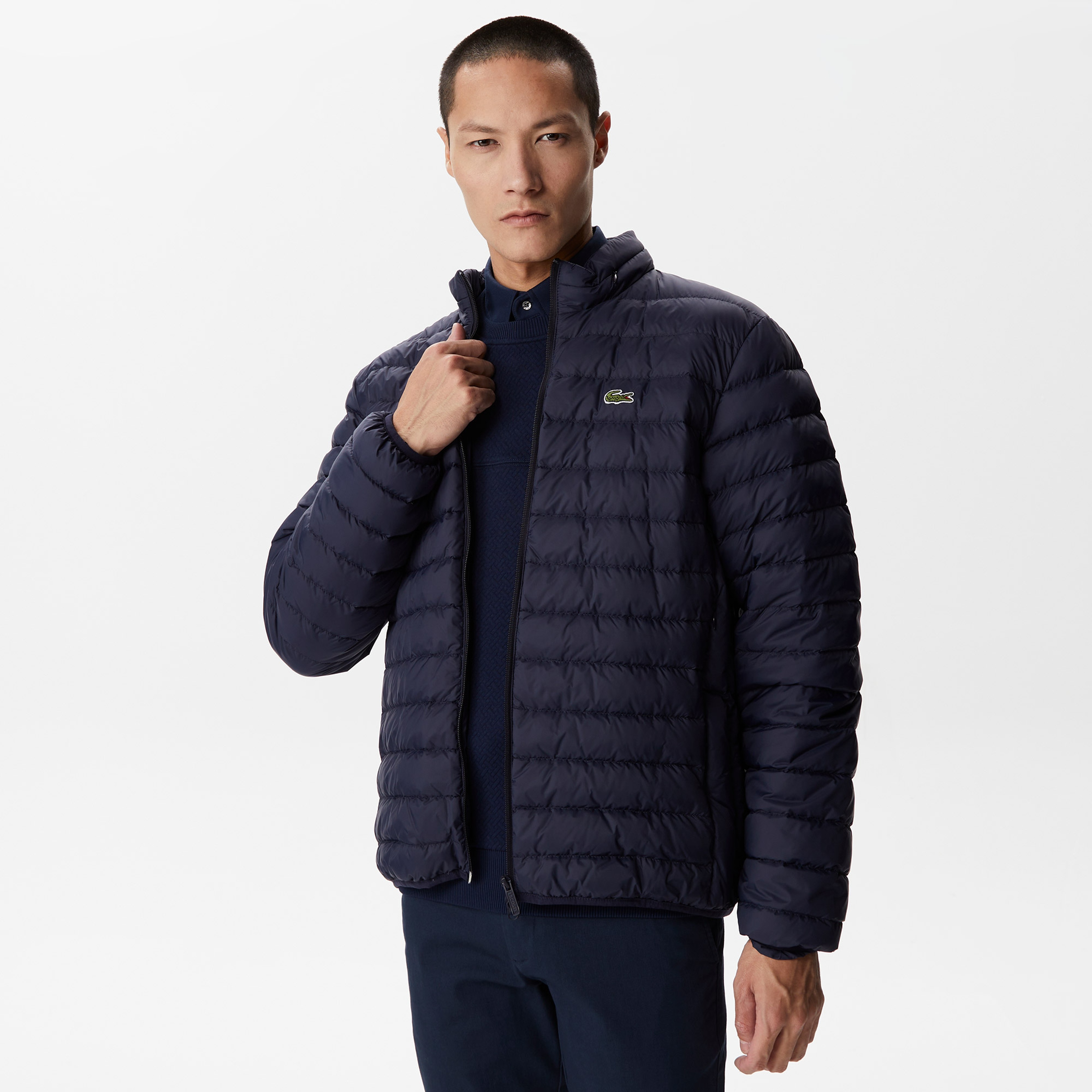 Erkek Dik Yaka Kapitone Lacivert Mont