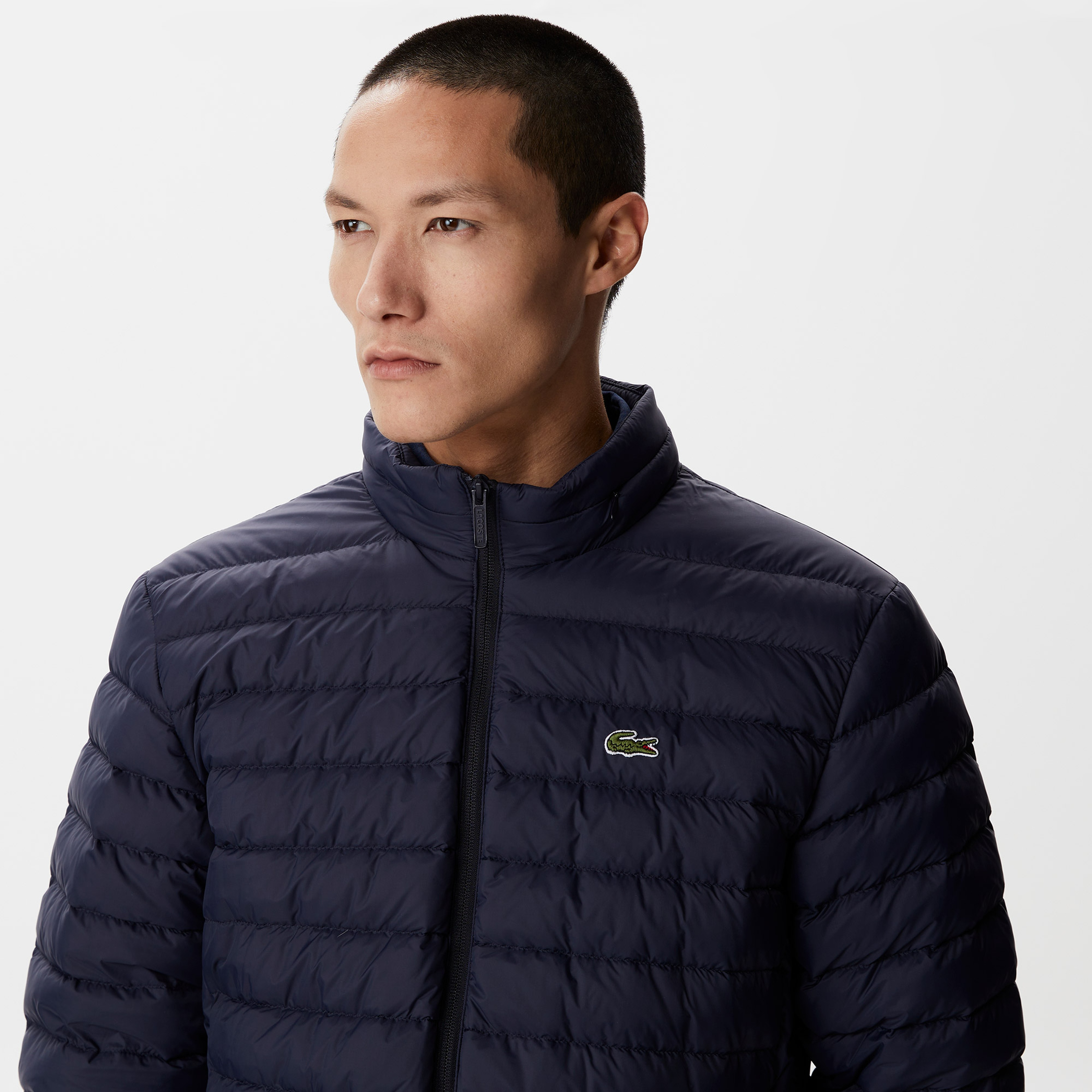 Erkek Dik Yaka Kapitone Lacivert Mont