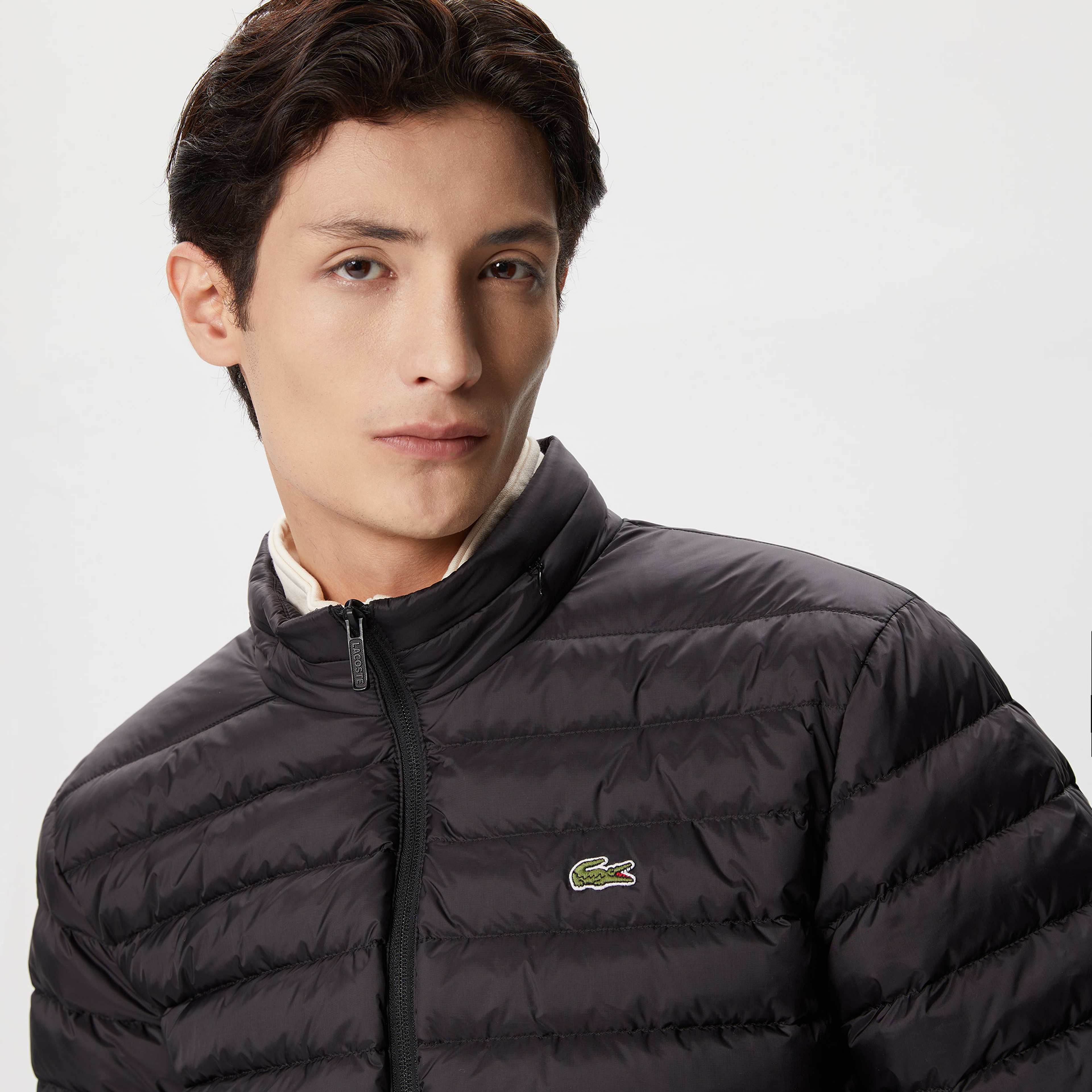 Erkek Dik Yaka Kapitone Siyah Mont