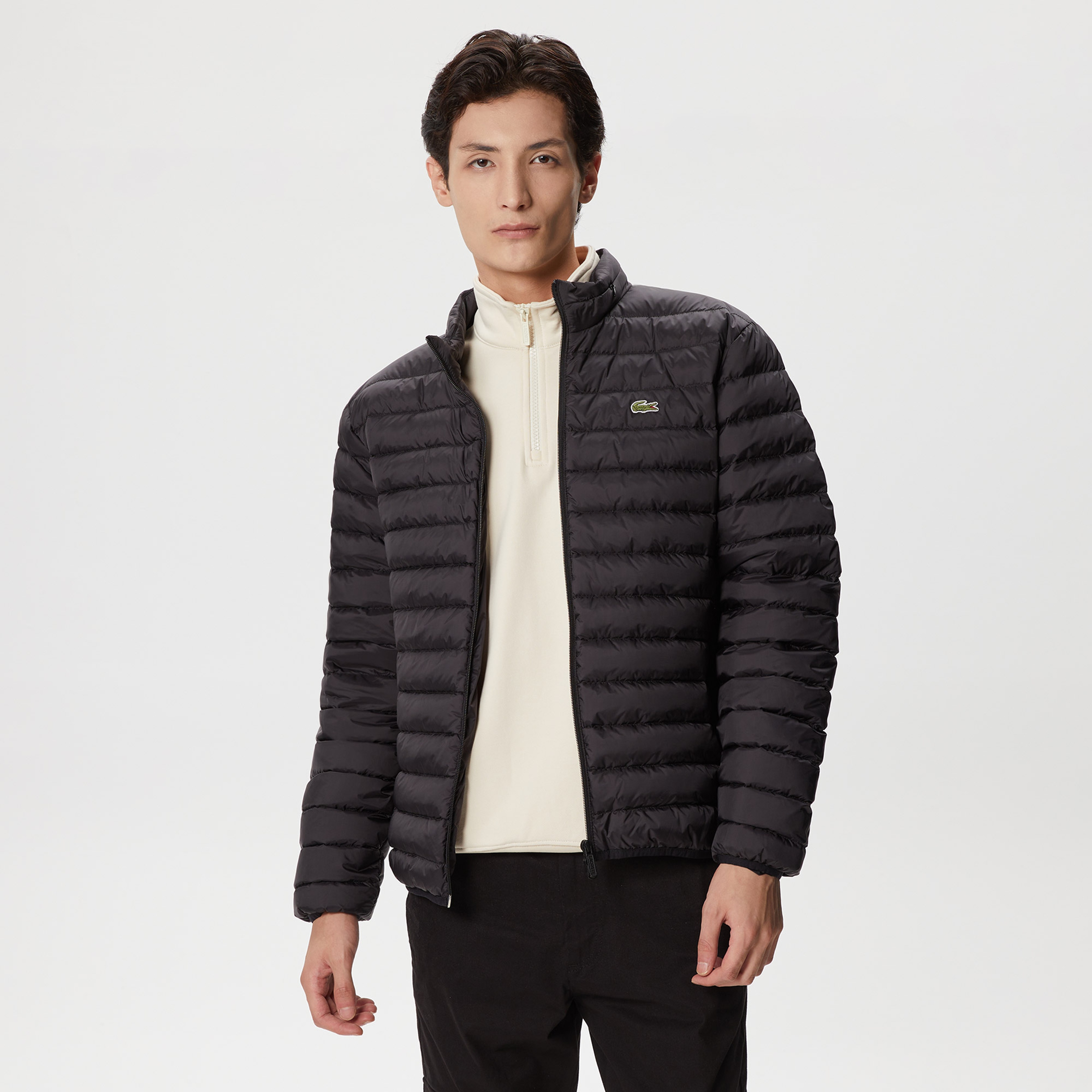 Erkek Dik Yaka Kapitone Siyah Mont