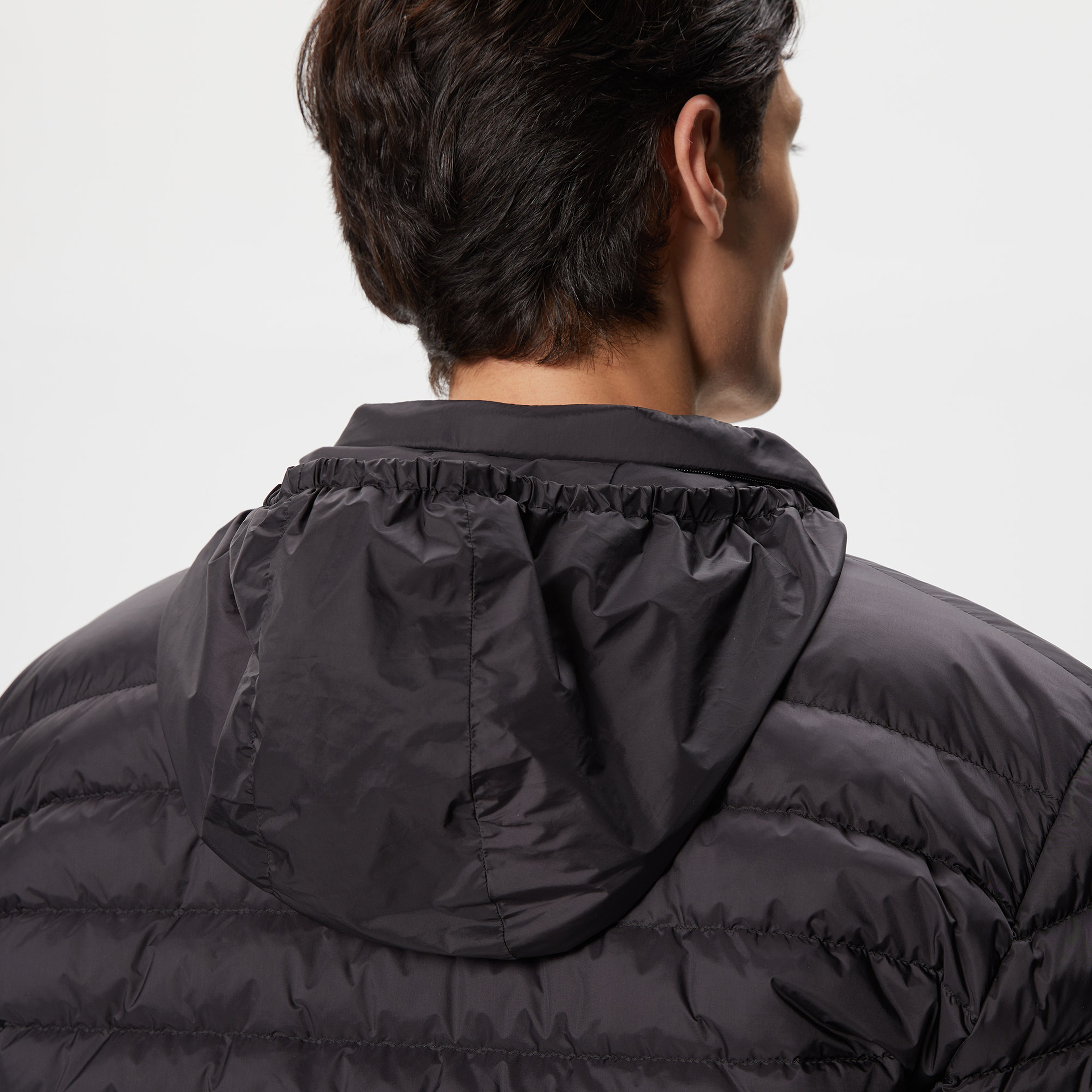 Erkek Dik Yaka Kapitone Siyah Mont