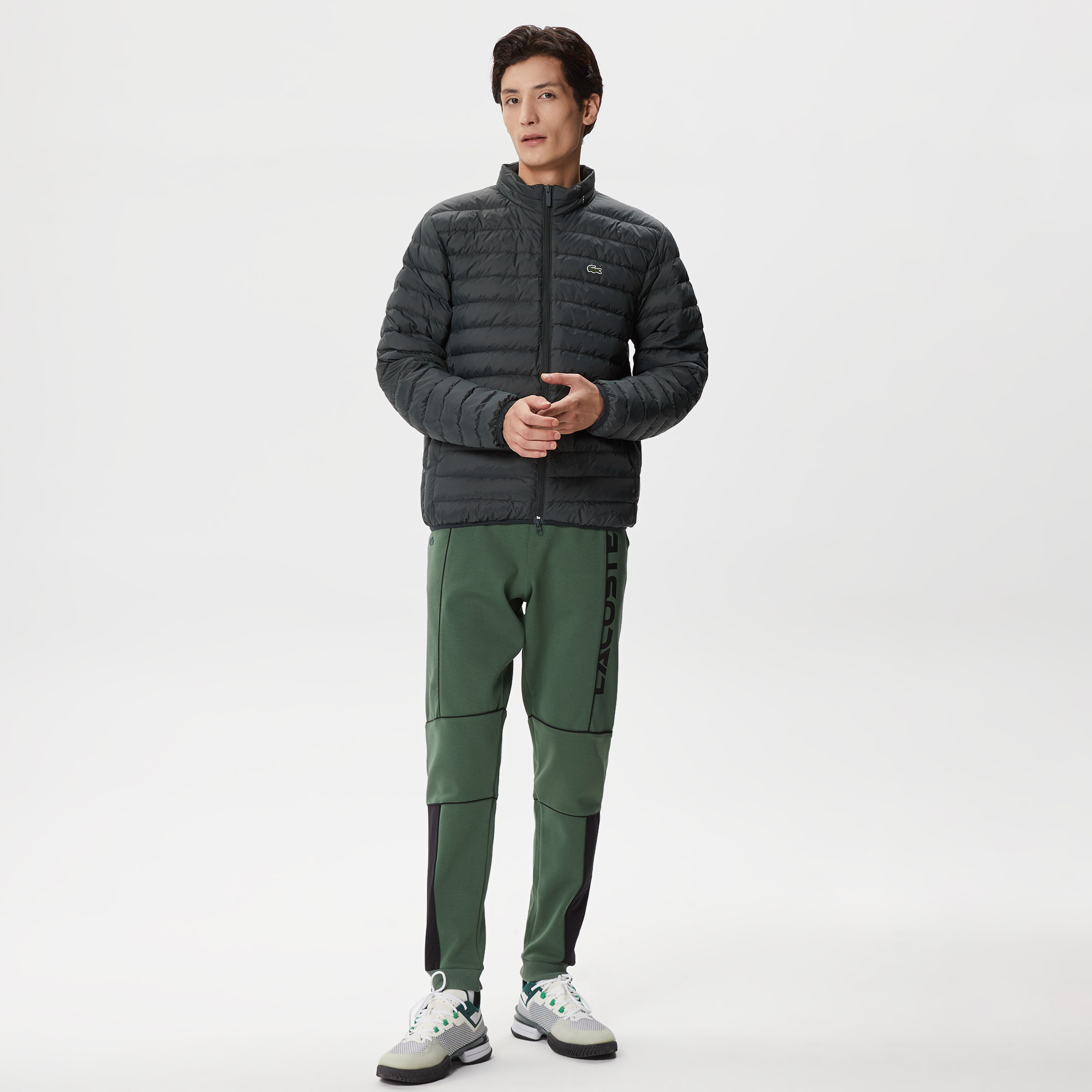 Erkek Dik Yaka Kapitone Yeşil Mont