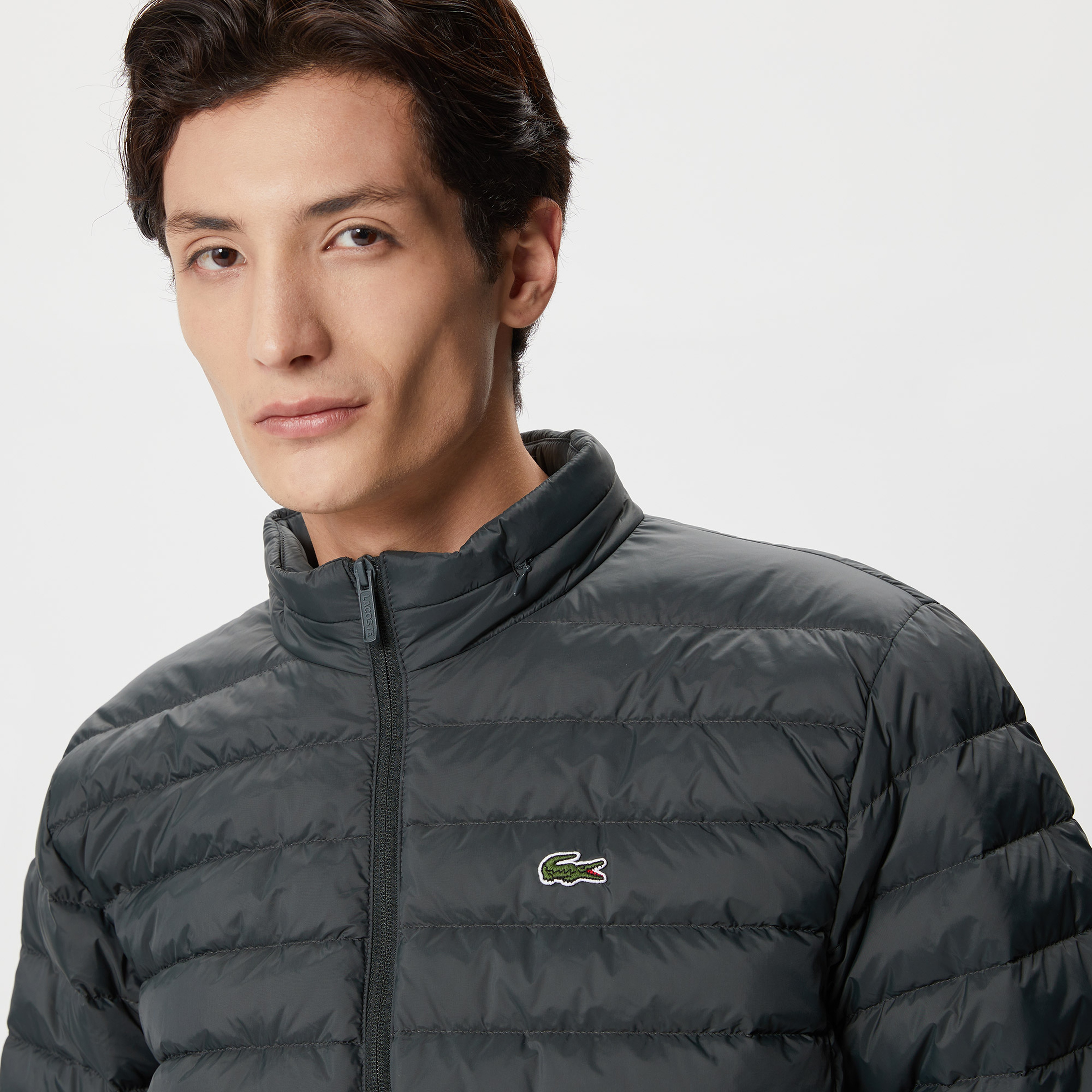 Erkek Dik Yaka Kapitone Yeşil Mont