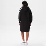 Kadın Loose Fit Truvakar Kollu Kapüşonlu Baskılı Siyah Elbise