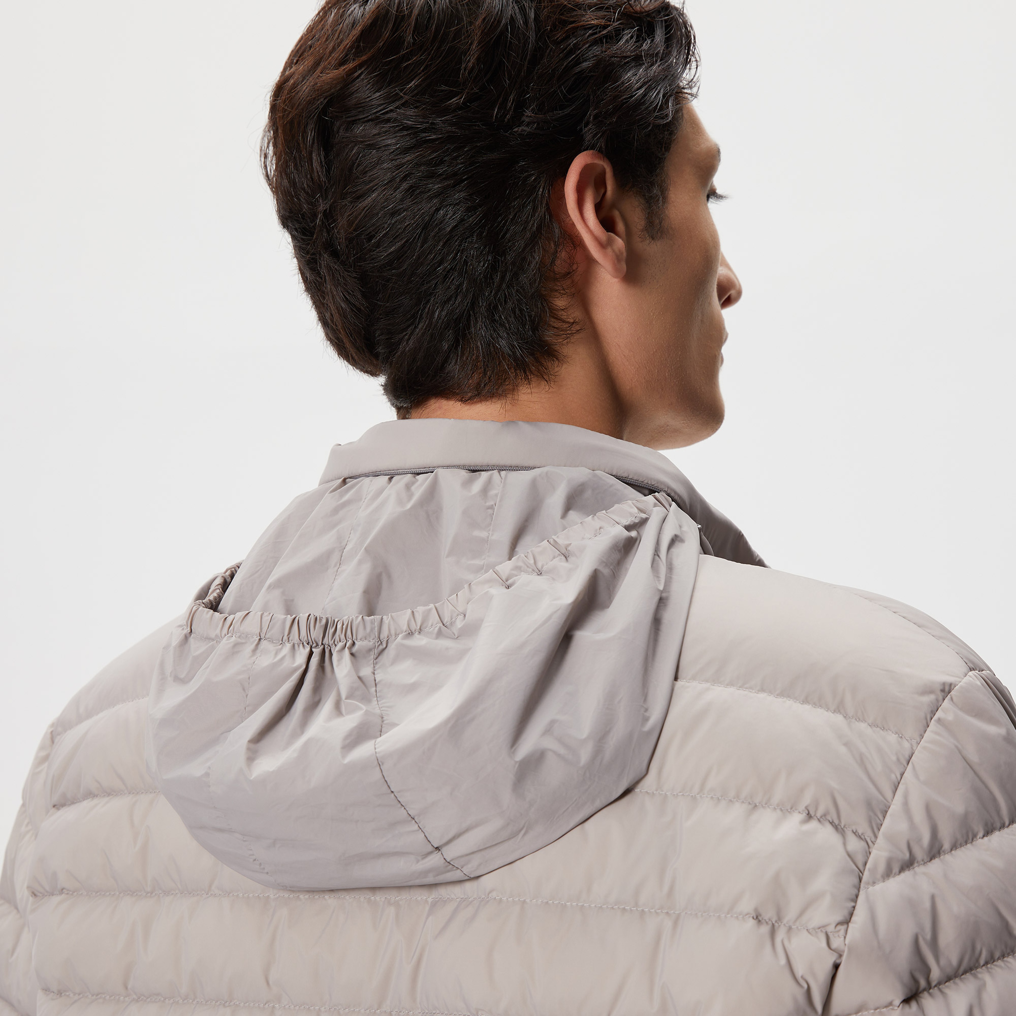 Erkek Dik Yaka Kapitone Gri Mont