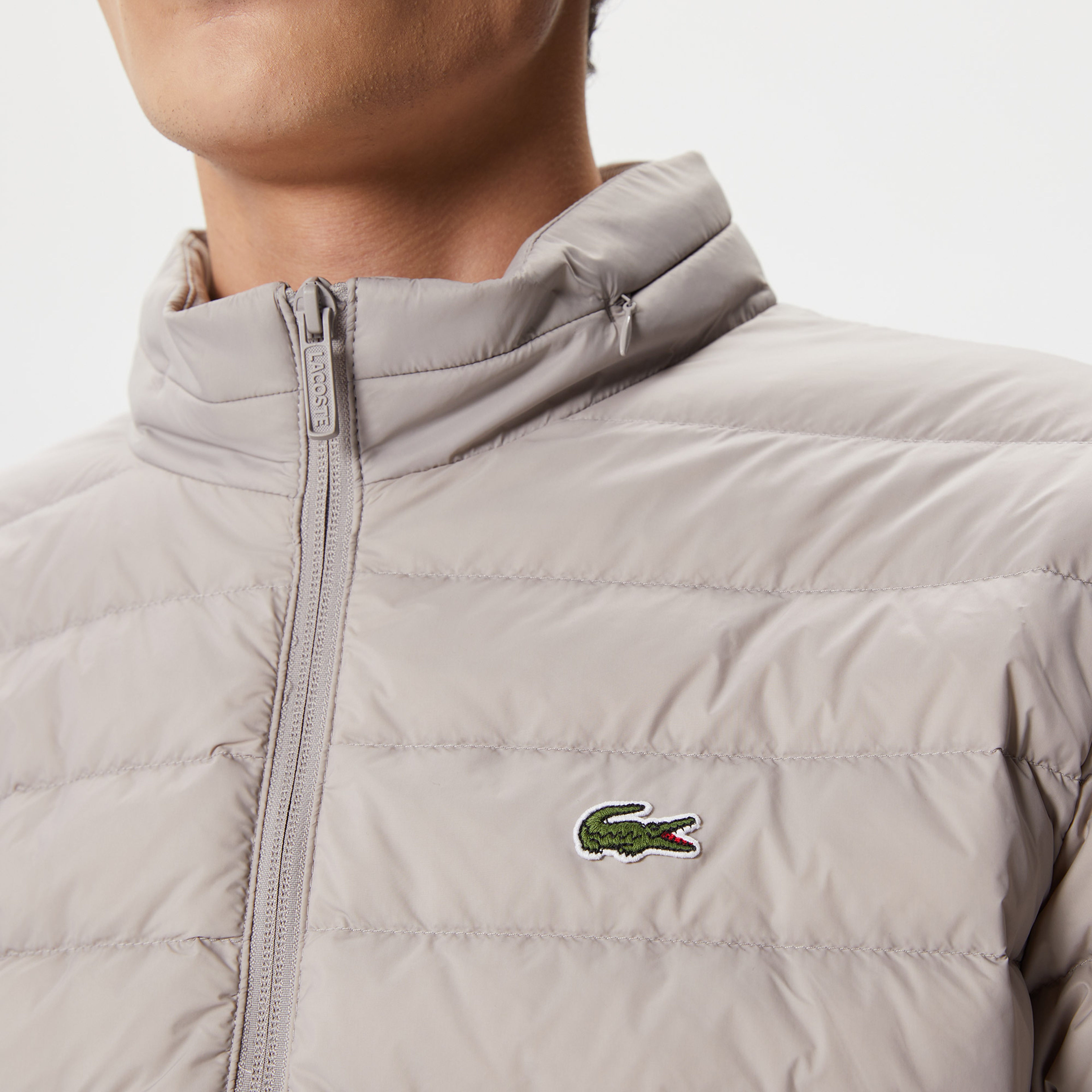 Erkek Dik Yaka Kapitone Gri Mont