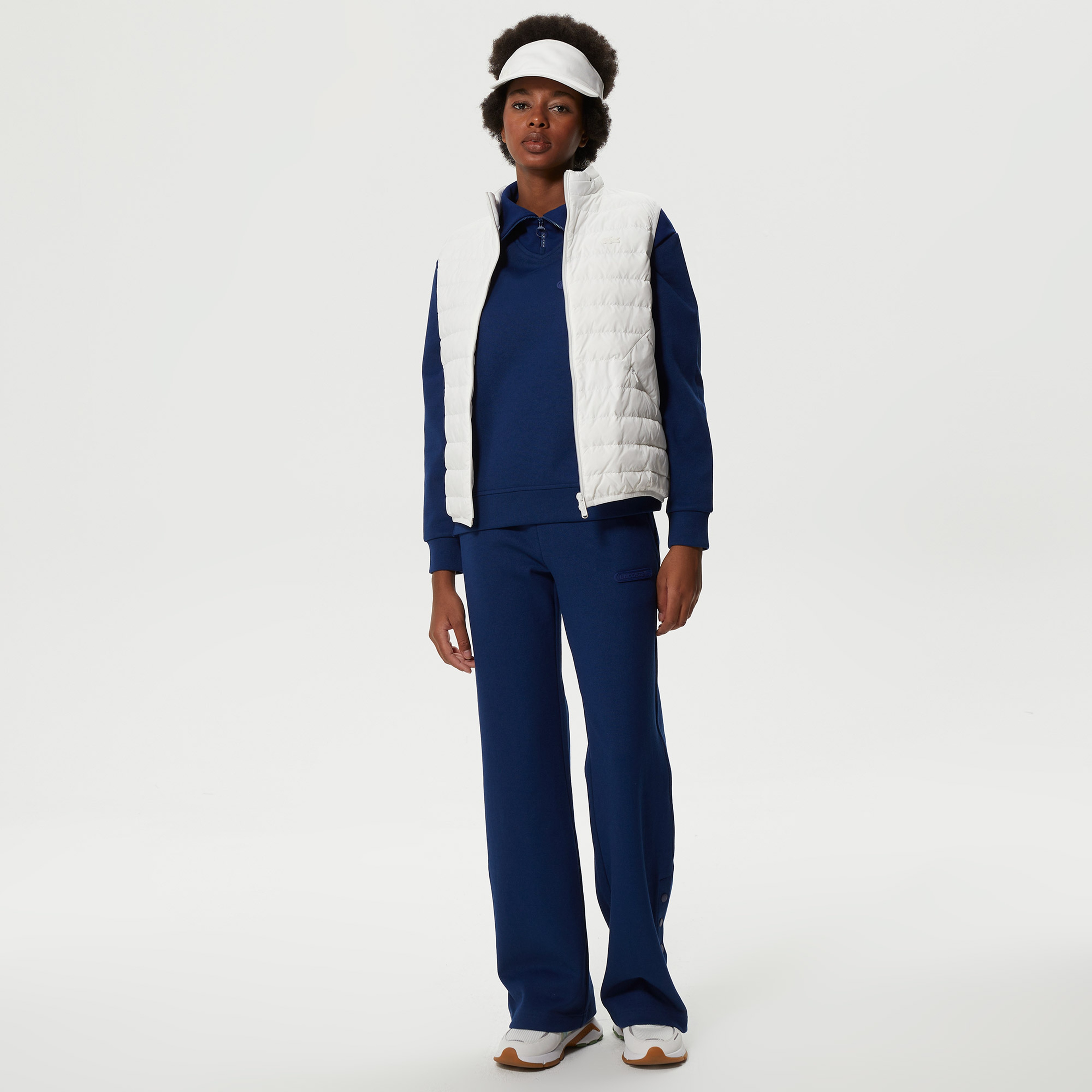 Kadın Dik Yaka Kapitone Beyaz Yelek