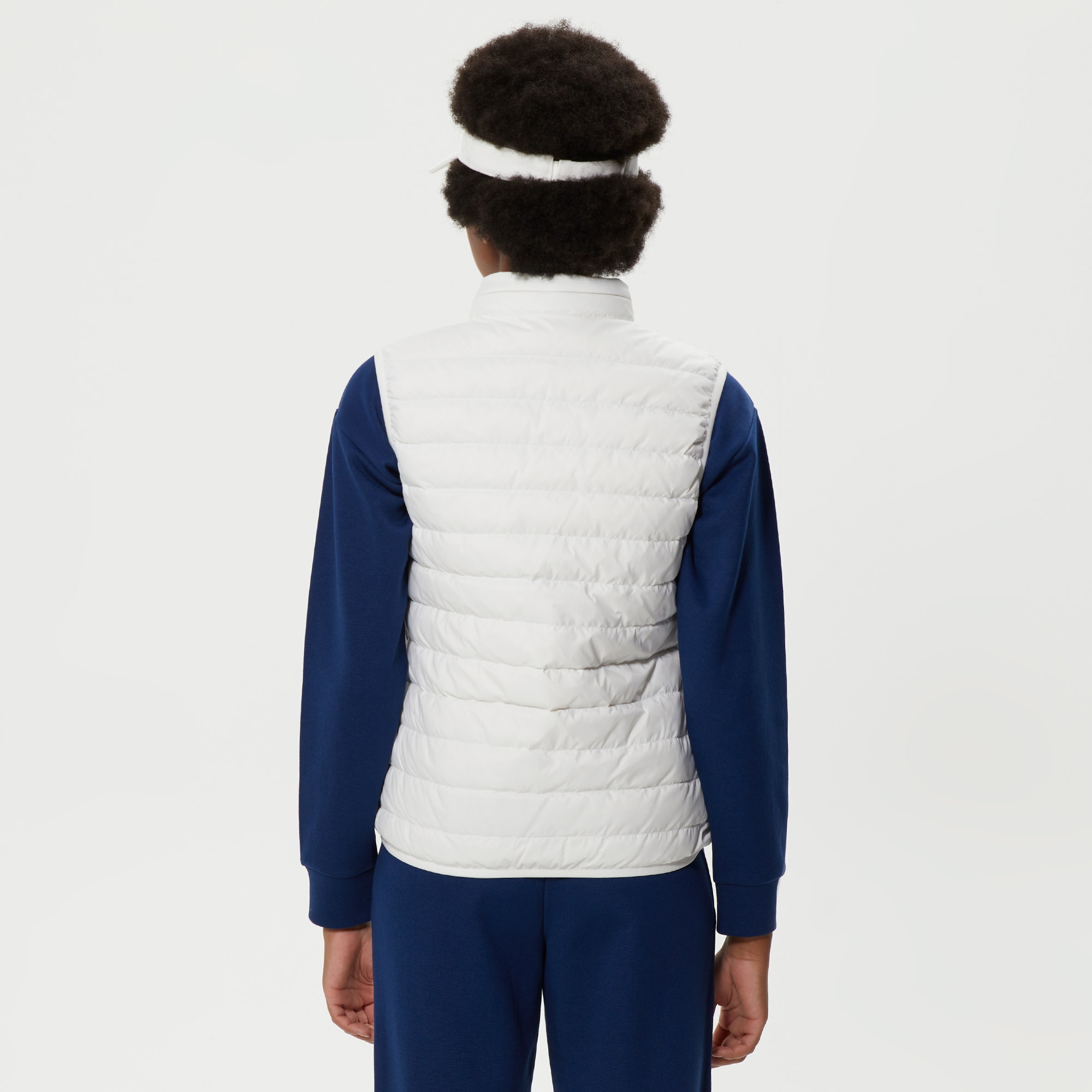 Kadın Dik Yaka Kapitone Beyaz Yelek