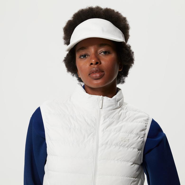 Kadın Dik Yaka Kapitone Beyaz Yelek