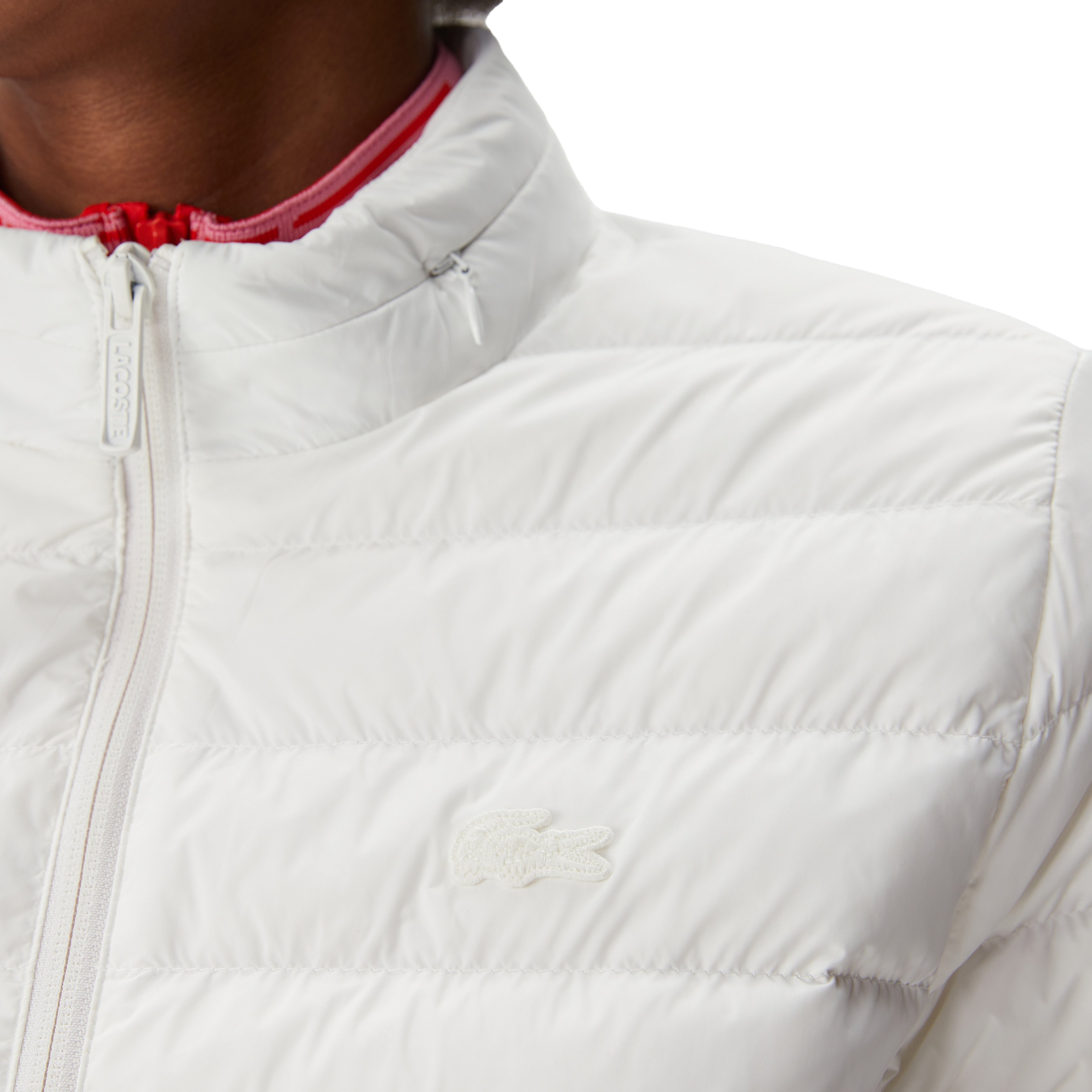 Kadın Dik Yaka Kapitone Beyaz Mont