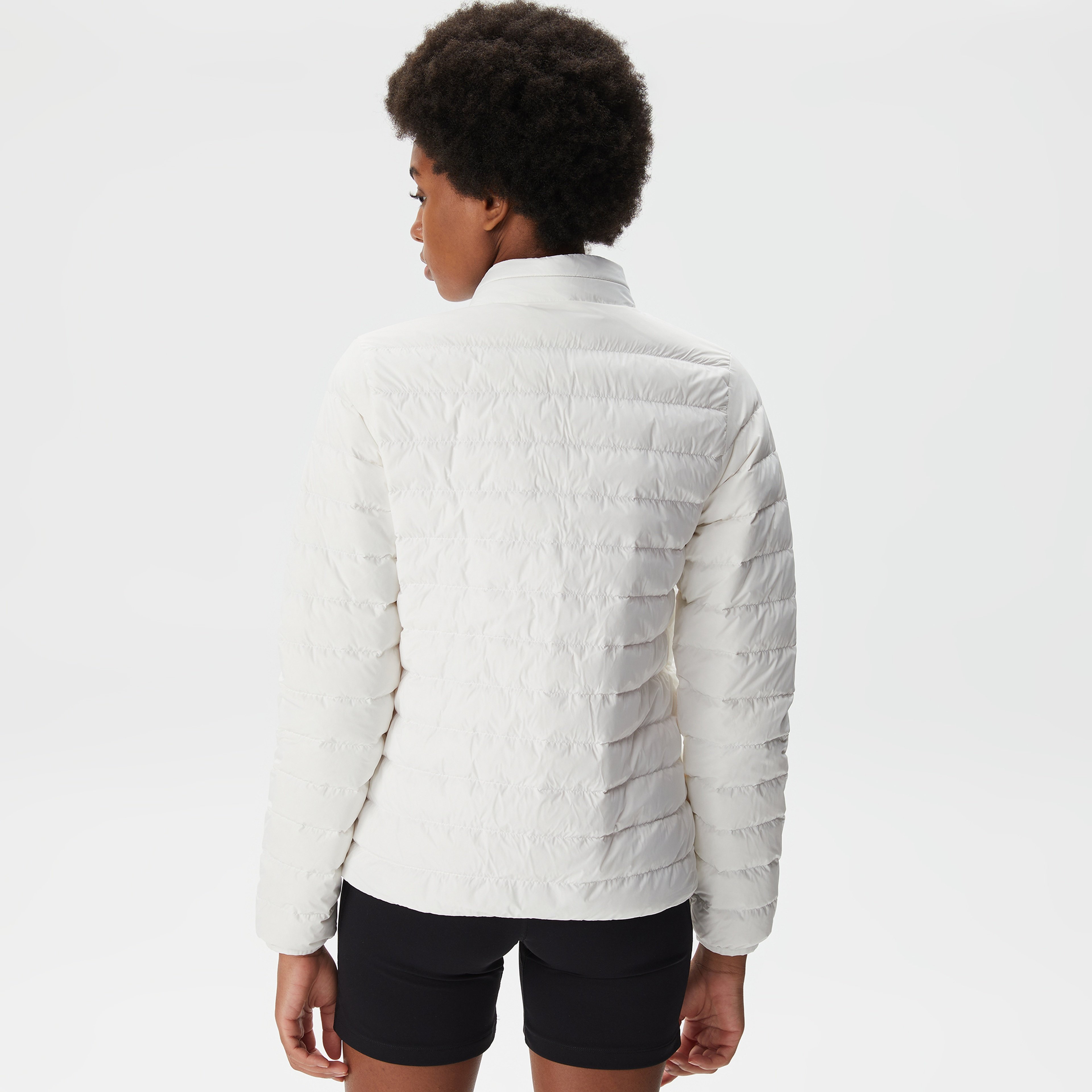 Kadın Dik Yaka Kapitone Beyaz Mont