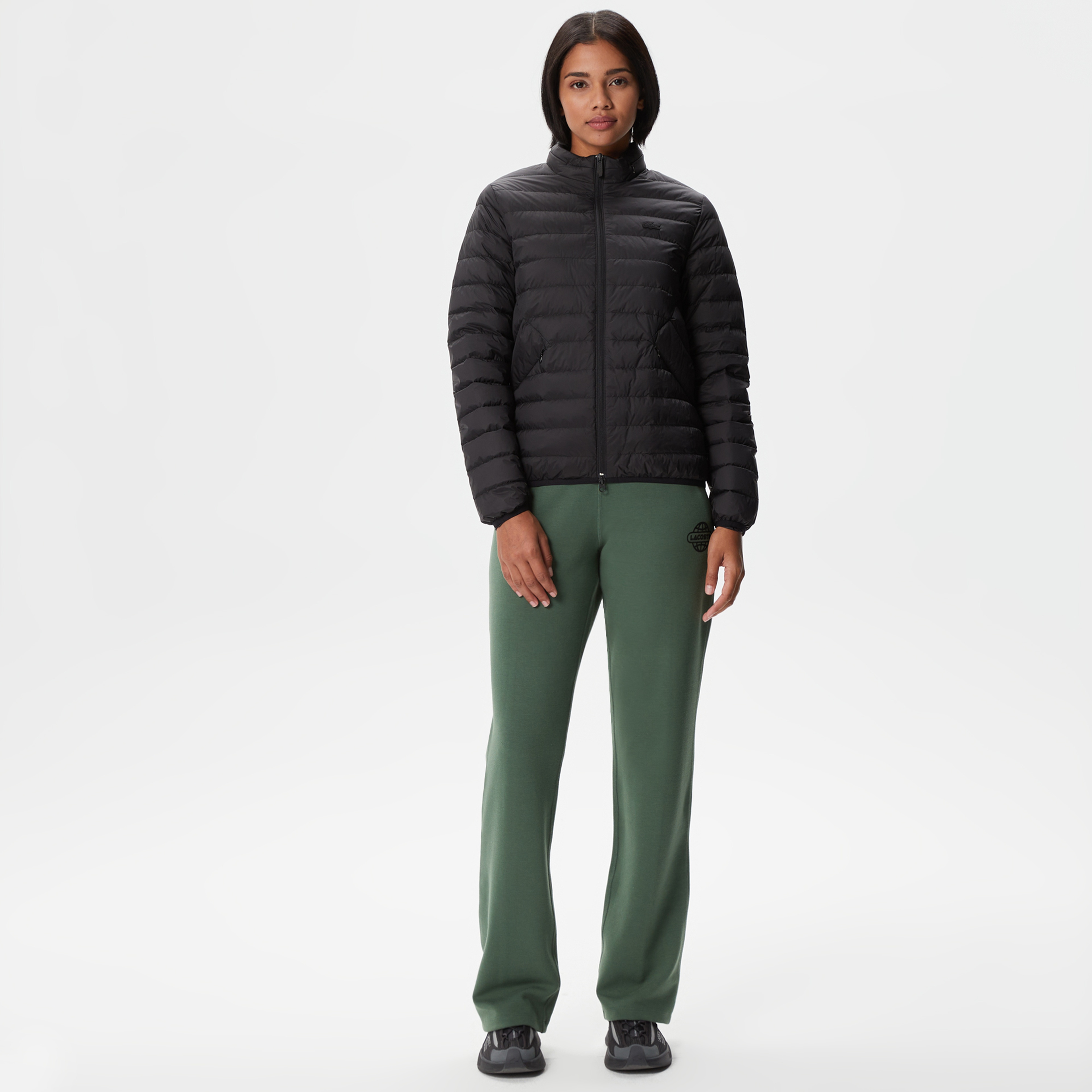 Kadın Dik Yaka Kapitone Siyah Mont