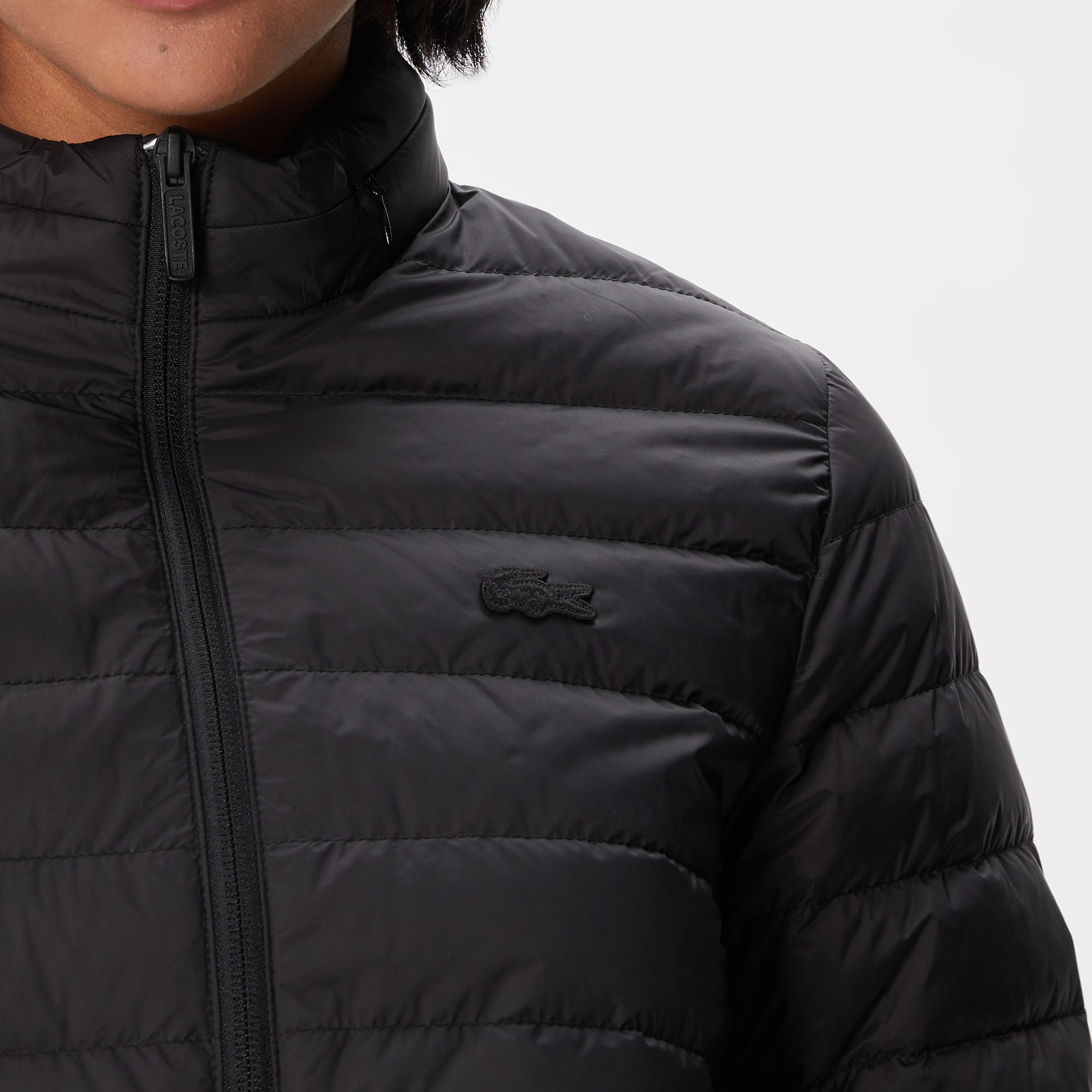 Kadın Dik Yaka Kapitone Siyah Mont