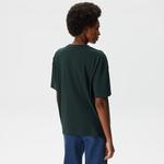 Kadın Relaxed Fit Bisiklet Yaka Koyu Yeşil T-Shirt