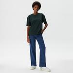 Kadın Relaxed Fit Bisiklet Yaka Koyu Yeşil T-Shirt