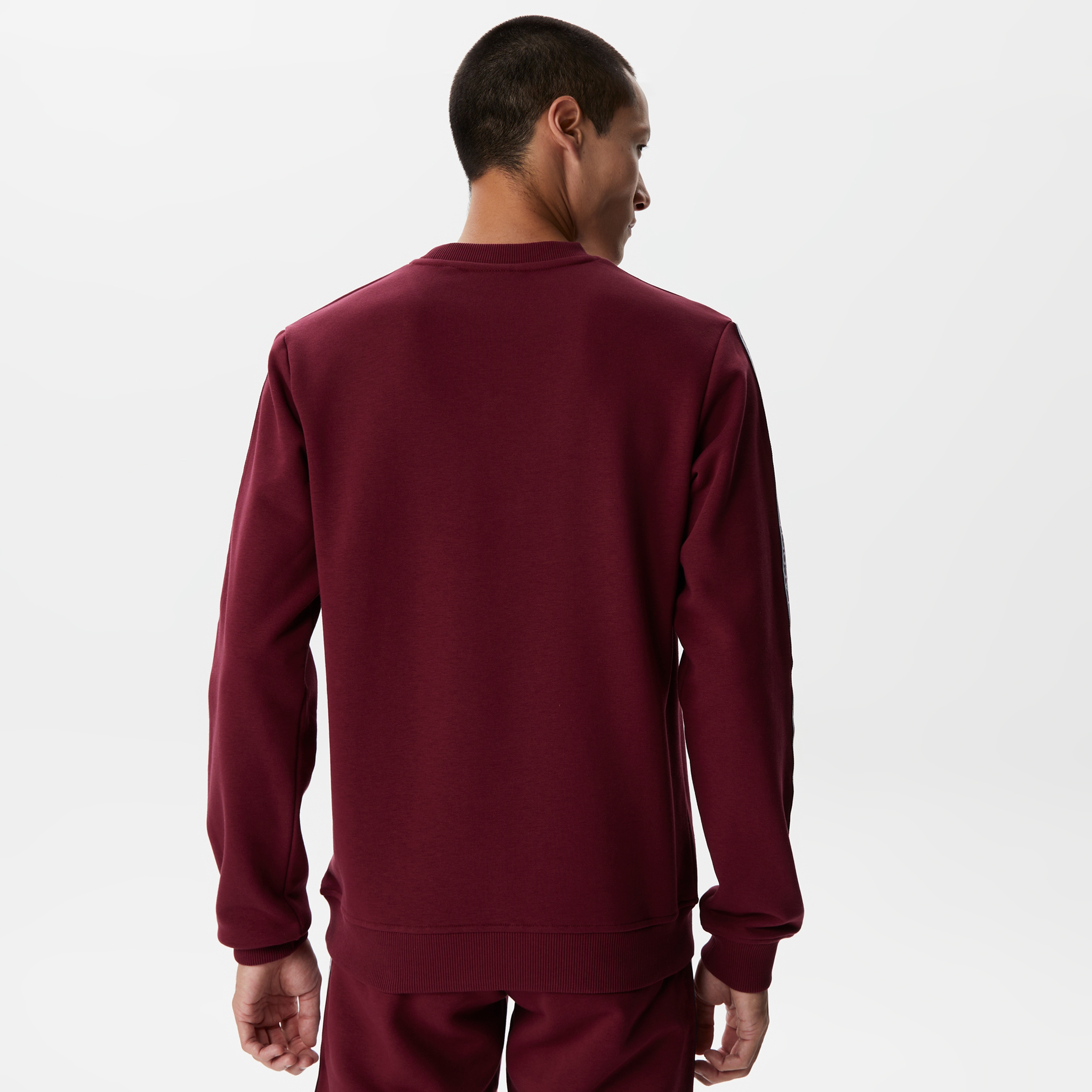 Erkek Relaxed Fit Bisiklet Yaka Baskılı Bordo Sweatshirt