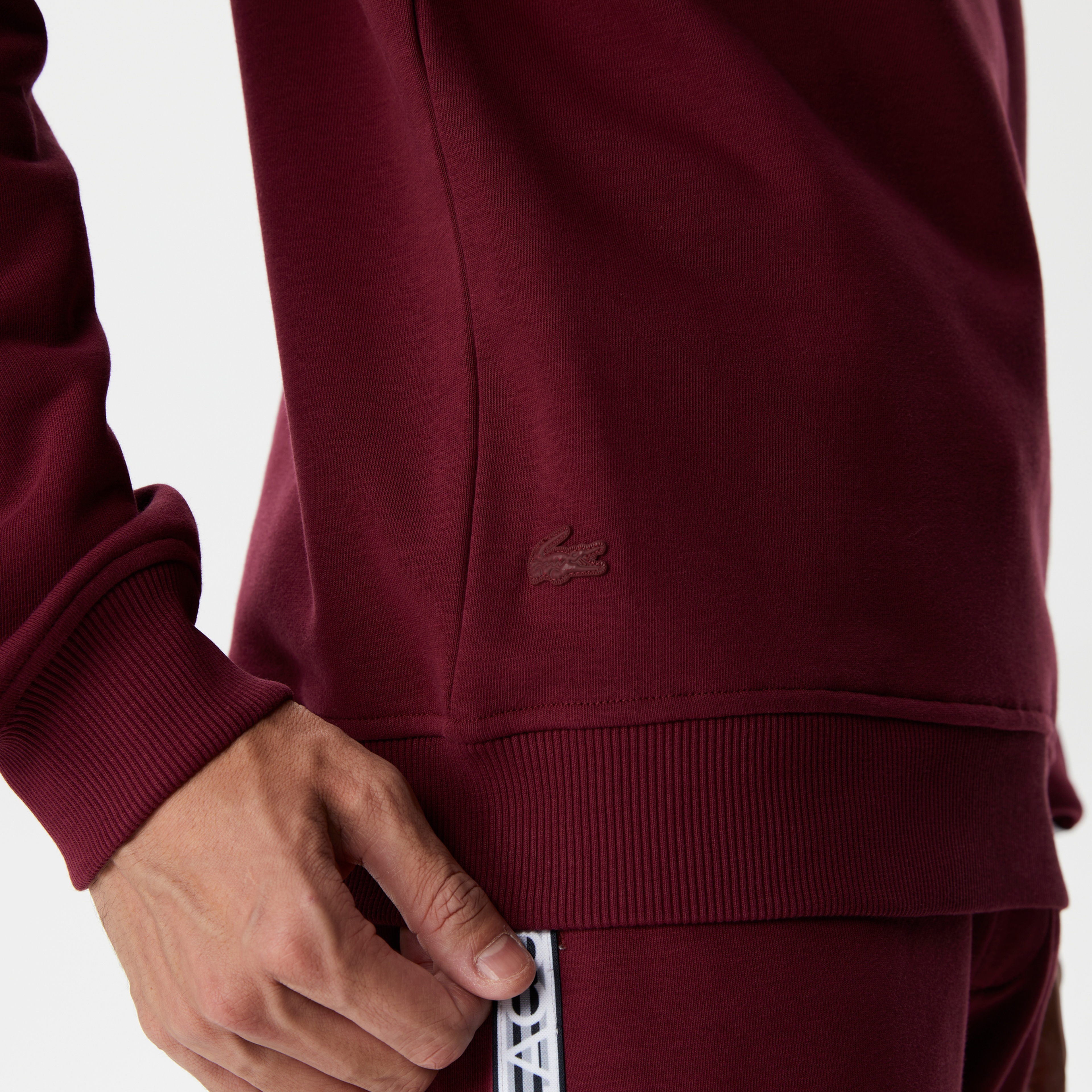 Erkek Relaxed Fit Bisiklet Yaka Baskılı Bordo Sweatshirt