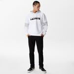 Erkek Relaxed Fit Kapüşonlu Renk Bloklu Beyaz Sweatshirt