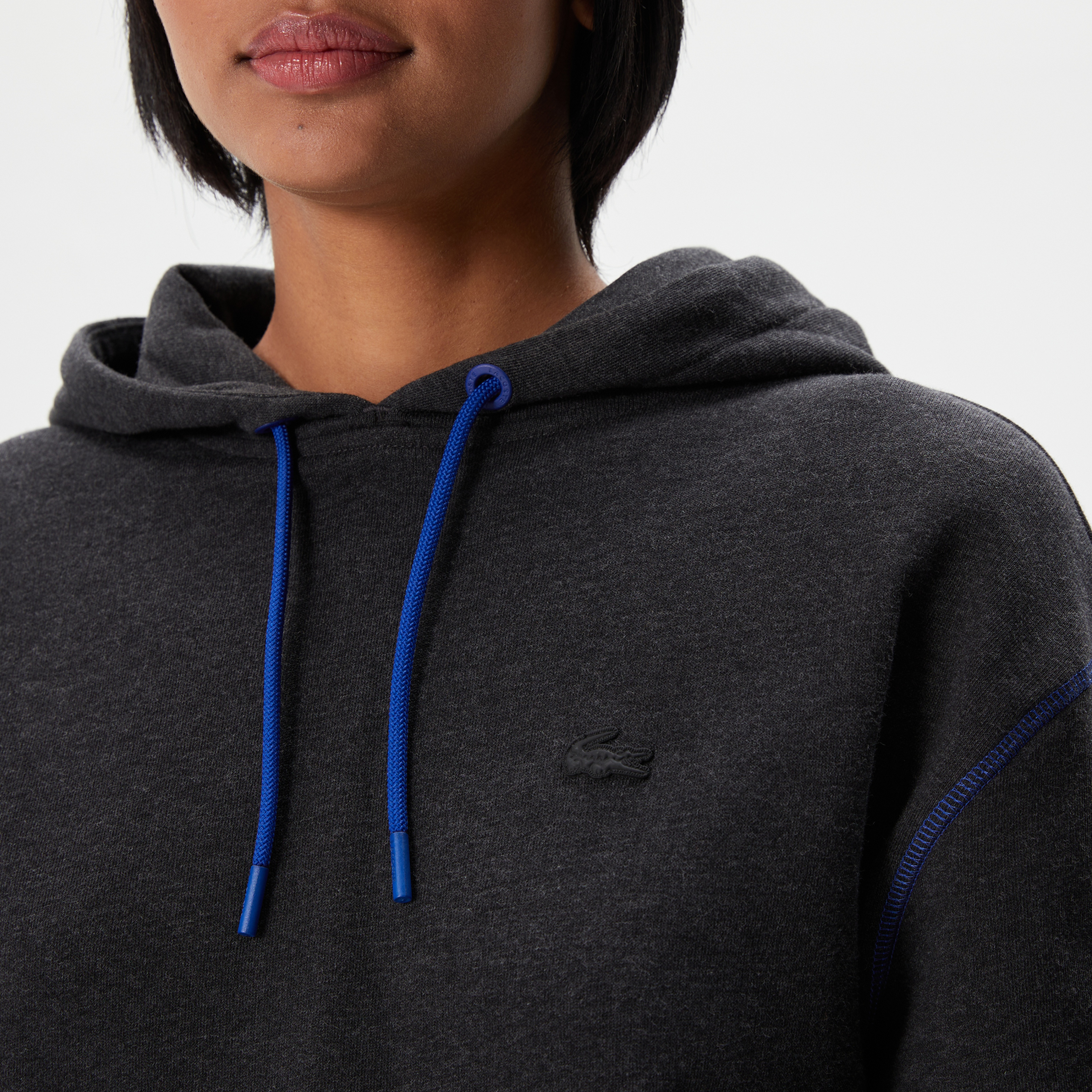 Kadın Relaxed Fit Kapüşonlu Renk Bloklu Siyah Sweatshirt