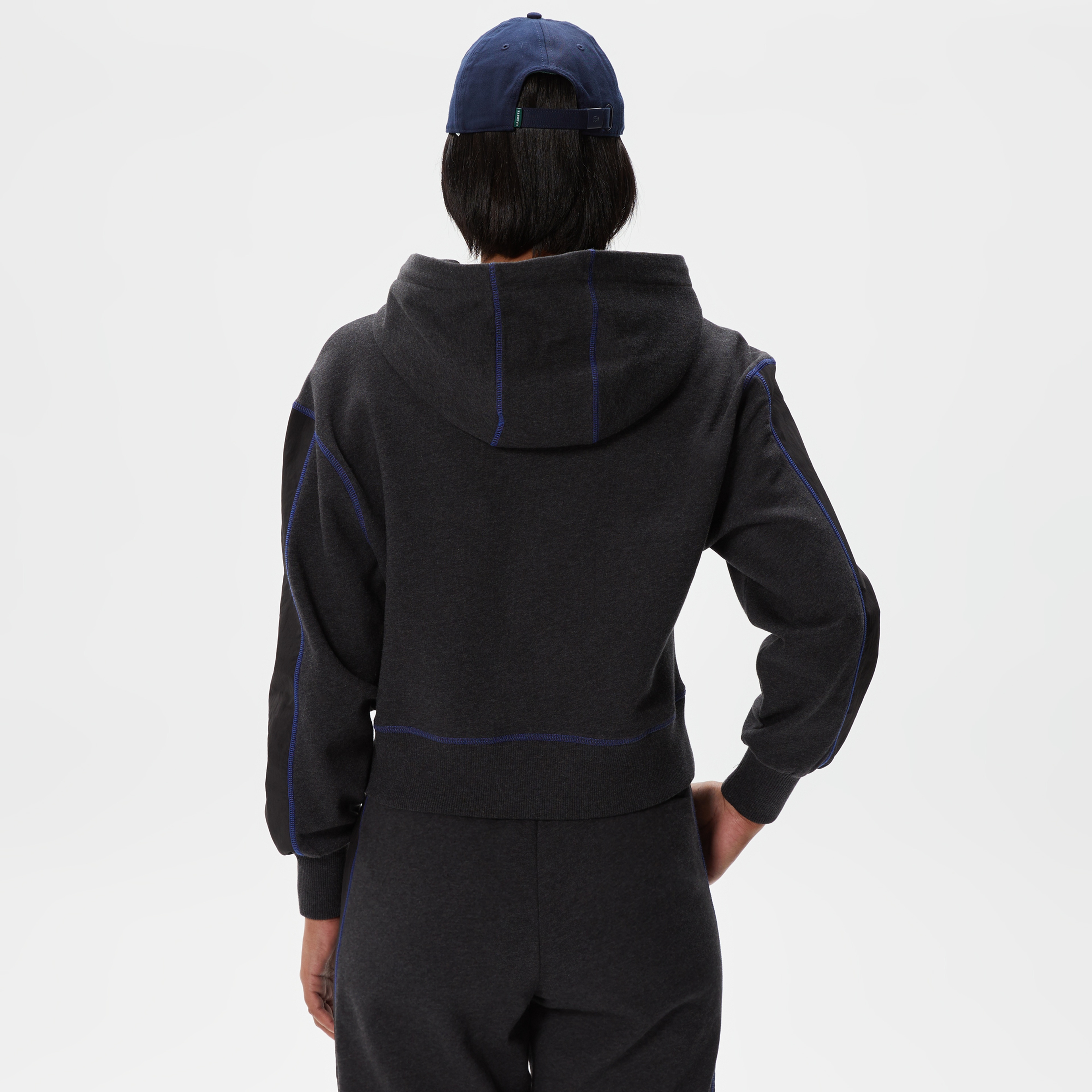 Kadın Relaxed Fit Kapüşonlu Renk Bloklu Siyah Sweatshirt