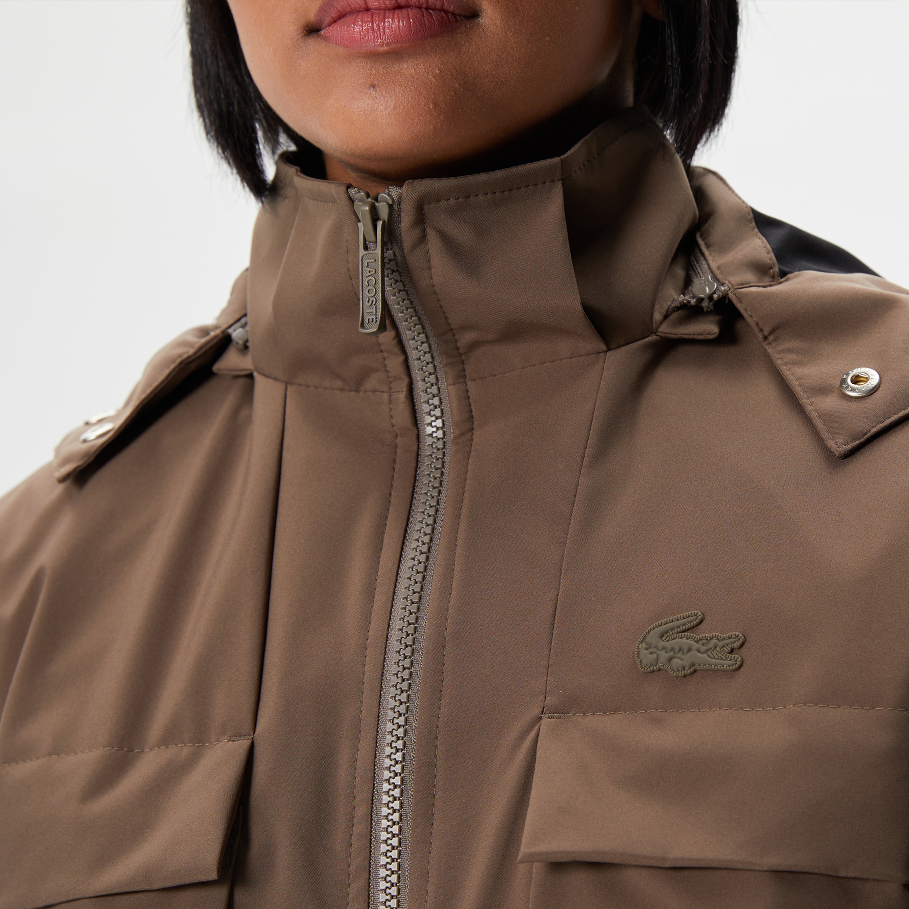 Kadın Kapüşonlu Kahverengi Mont