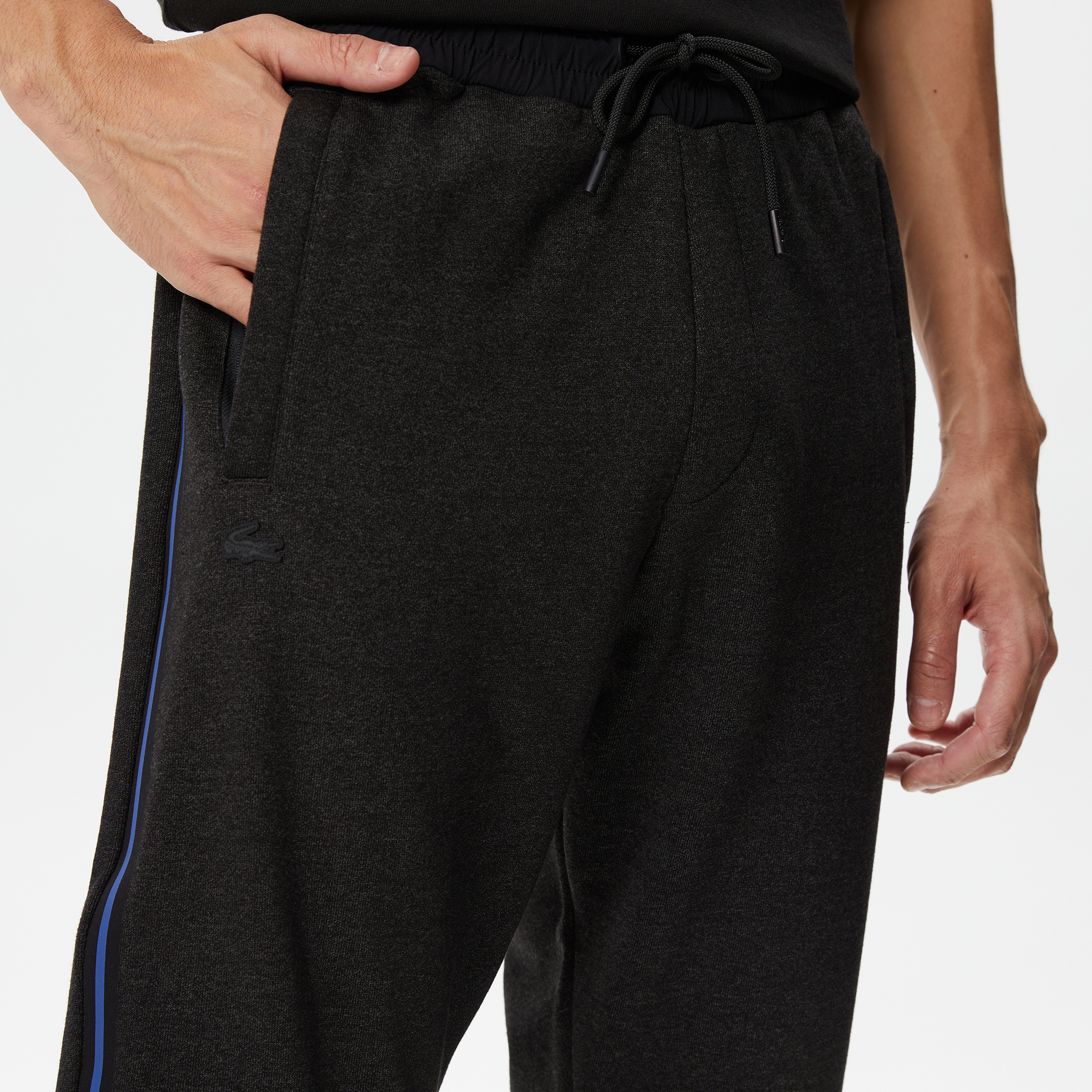 Erkek Slim Fit Renk Bloklu Siyah Eşofman Altı