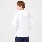 Erkek Classic Fit Kapüşonlu Beyaz Sweatshirt