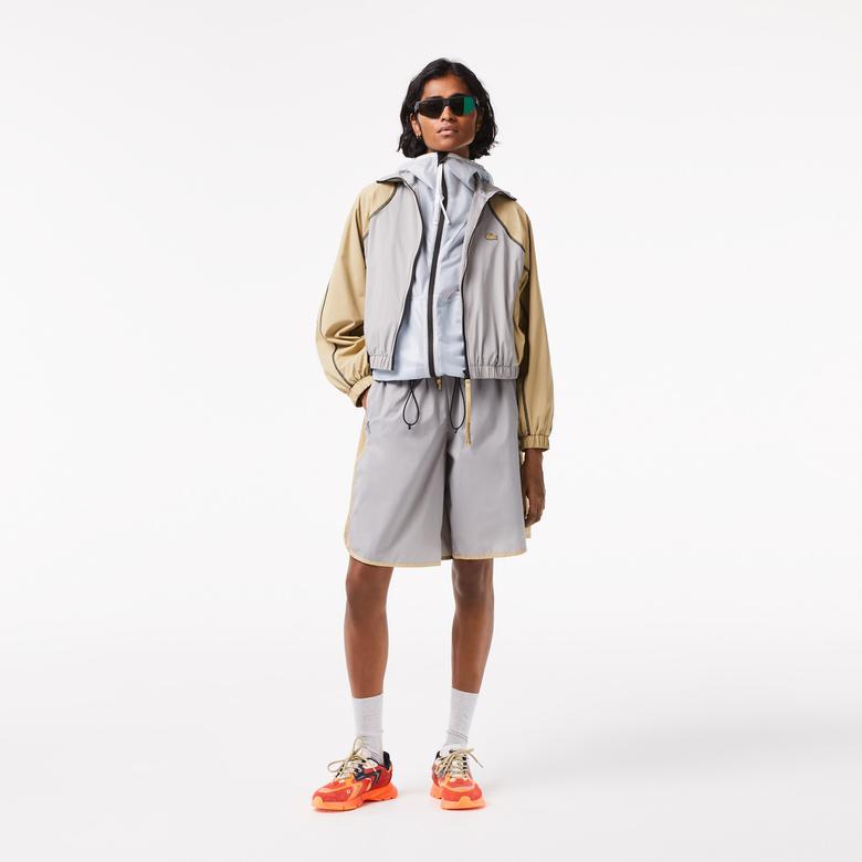 Active Kadın Dik Yaka Renk Bloklu Kahverengi Ceket