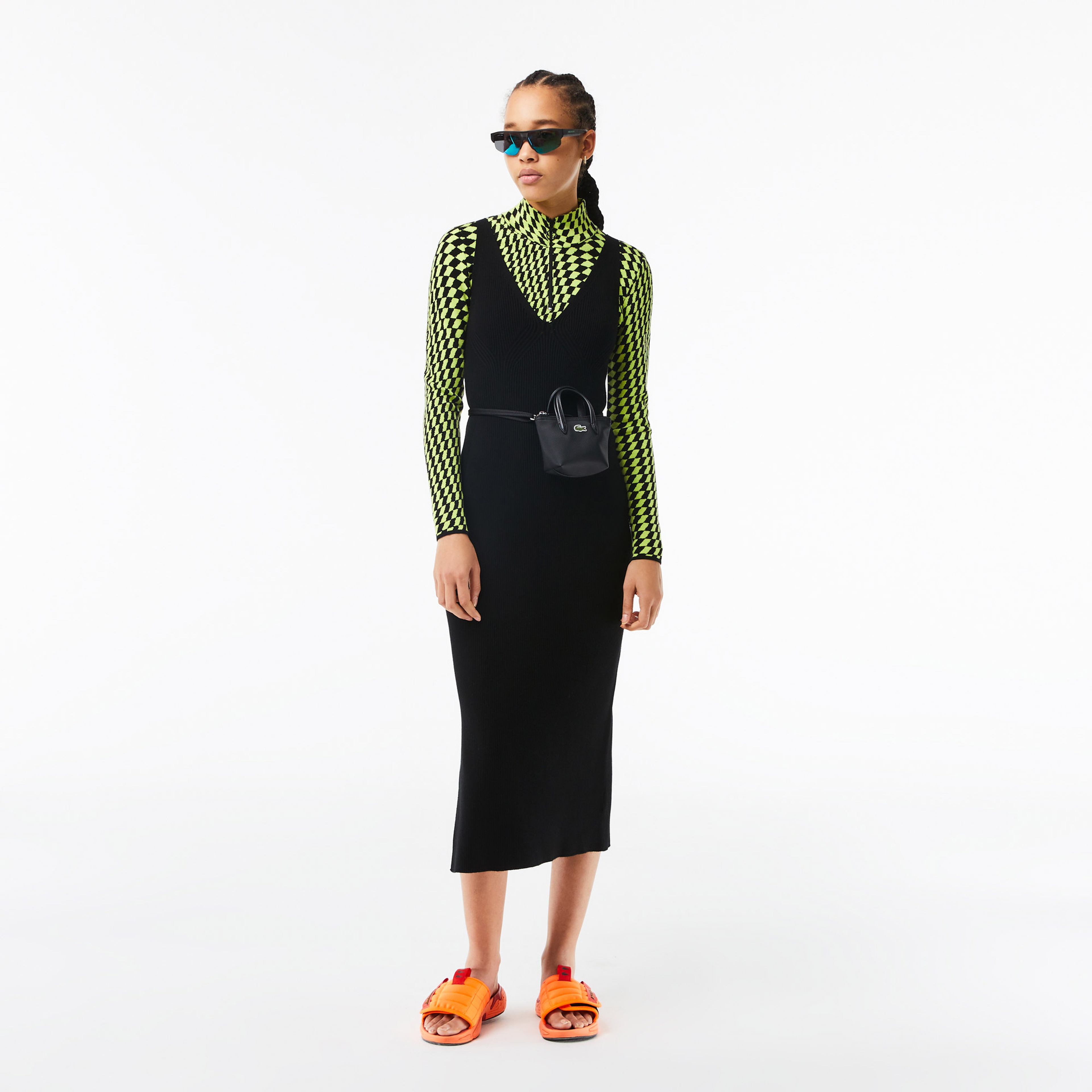 Lacoste Active Relaxed Fit Kadın Kolsuz V Yaka Siyah Elbise