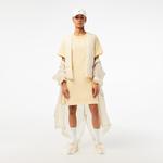 Kadın Oversize Kısa Kollu Bisiklet Yaka Organik Pamuk Baskılı Sarı Elbise